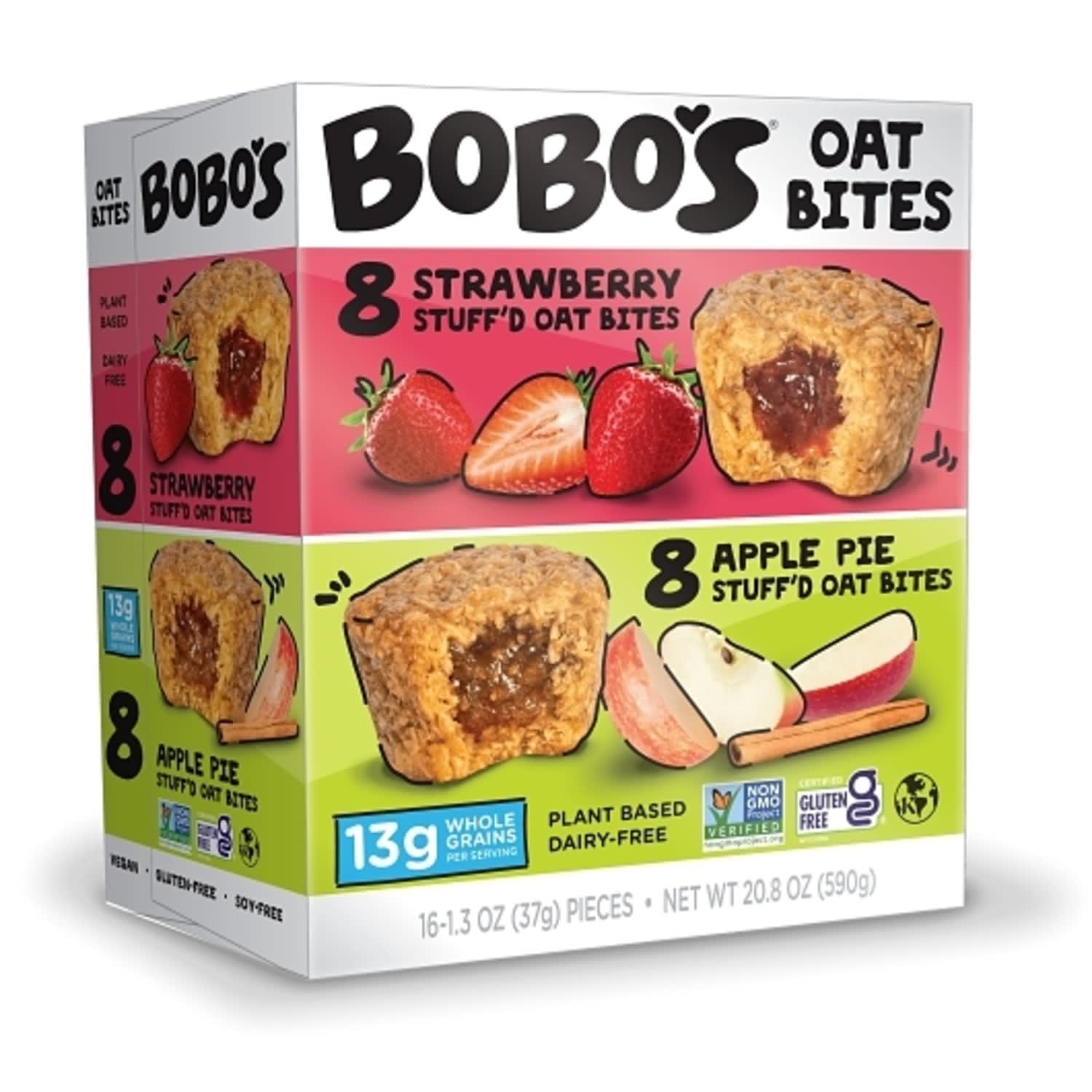 Bobos Apple/Strawberry Stuff-d Bites, 20.8 Oz, Total Qty 16