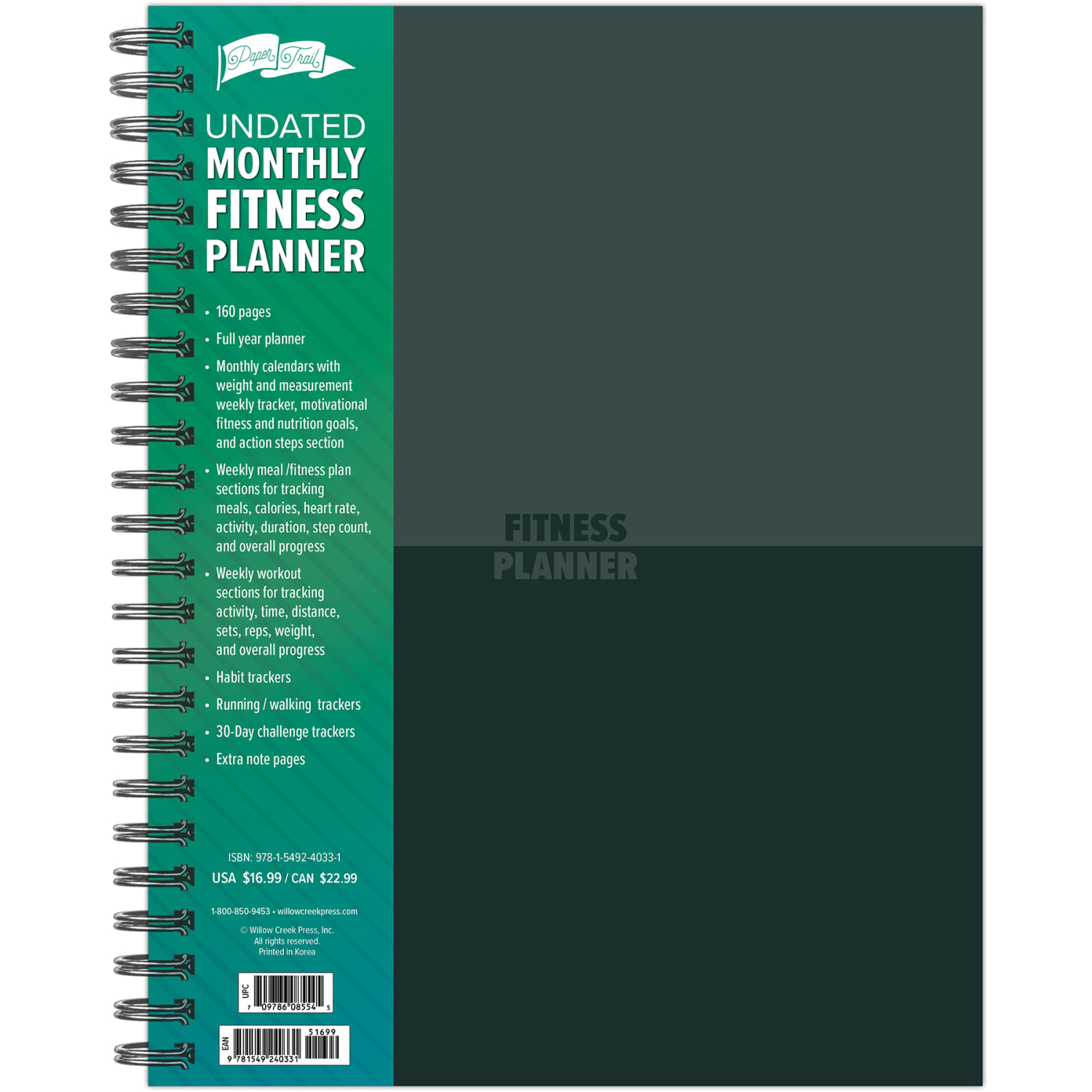 Willow Creek - Fitness planner - week/month to view - wire-bound - large - Letter A Size (8.5 in x 11 in) - 160 pages - Image 3