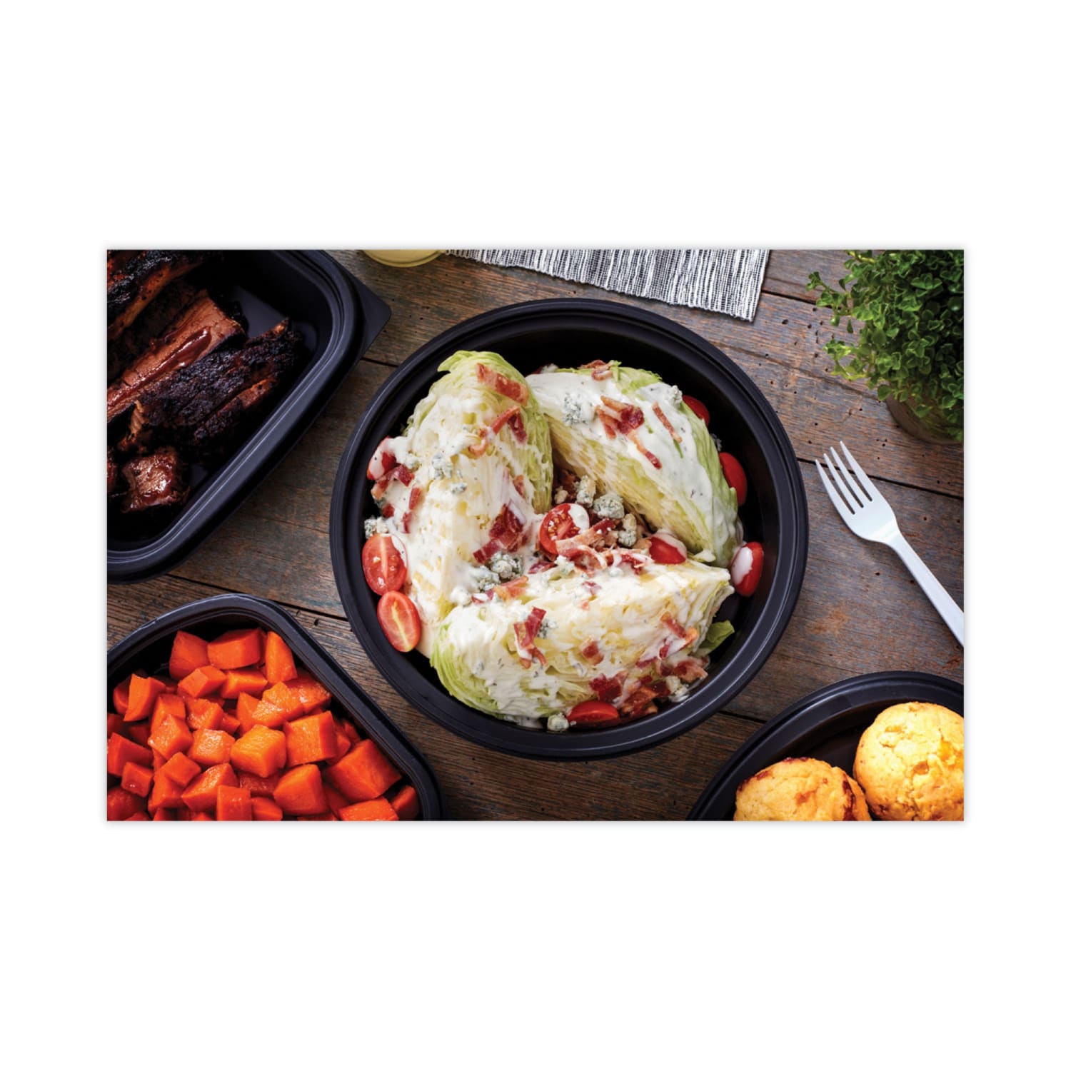 Pactiv Evergreen EarthChoice MealMaster Containers with Lids, 1-Compartment, 48 Oz, Black/Clear, Plastic, Carton Of 150 Containers - Image 6