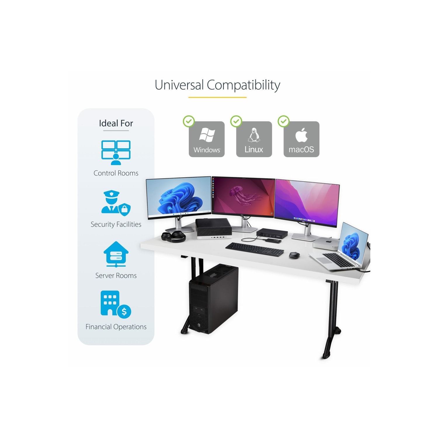 StarTech.com 4-Port KM Switch with Mouse Roaming, USB 3.0 Keyboard/Mouse Switcher for 4 Computers, 3.5mm and USB Audio, TAA Compliant - Image 6