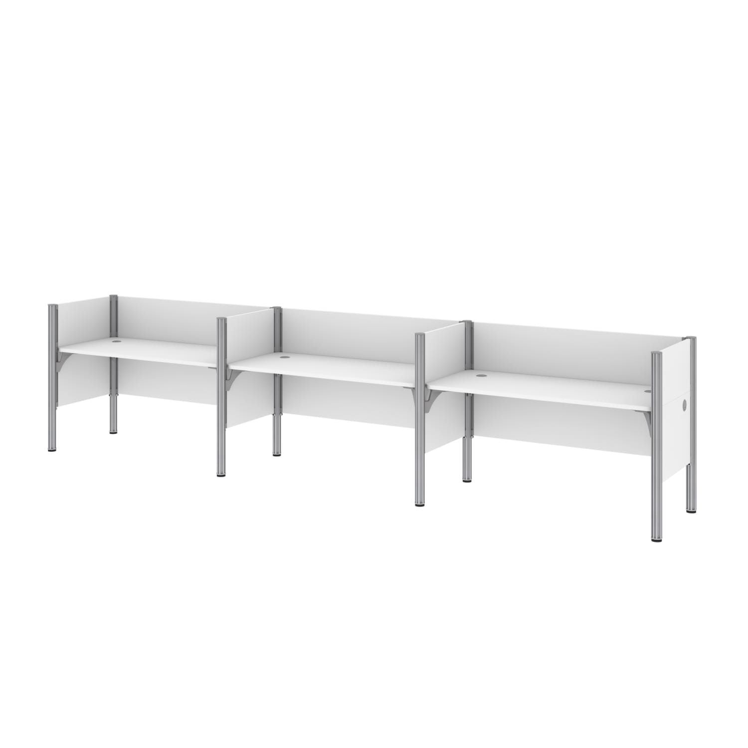 Bestar Pro-Biz 183inW 3-Person Computer Desk Office Cubicles With Low Privacy Panels, White - Image 4