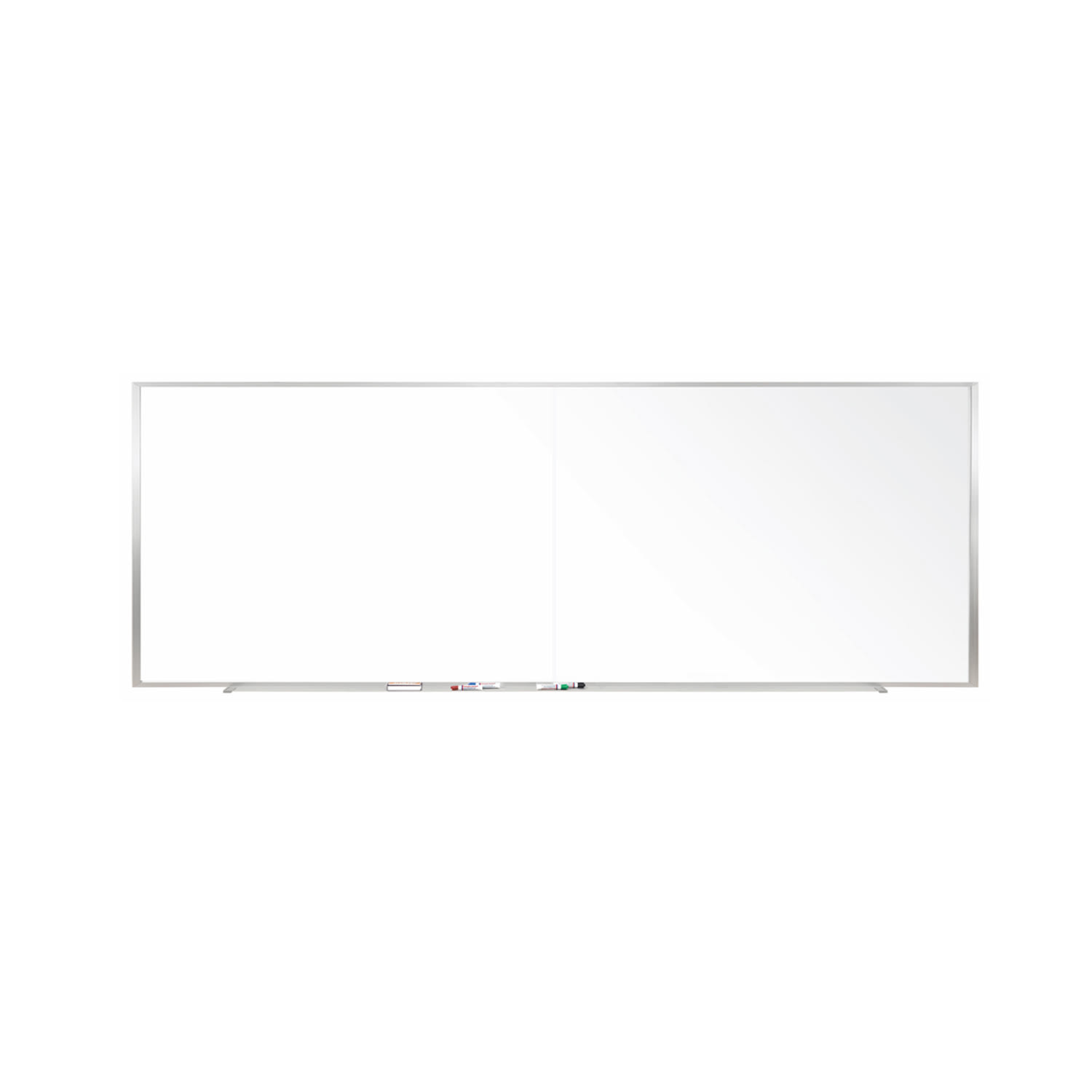 Ghent 2-Piece M1 Porcelain Magnetic Whiteboard, 48-1/2in x 176in, White, Satin Aluminum Frame