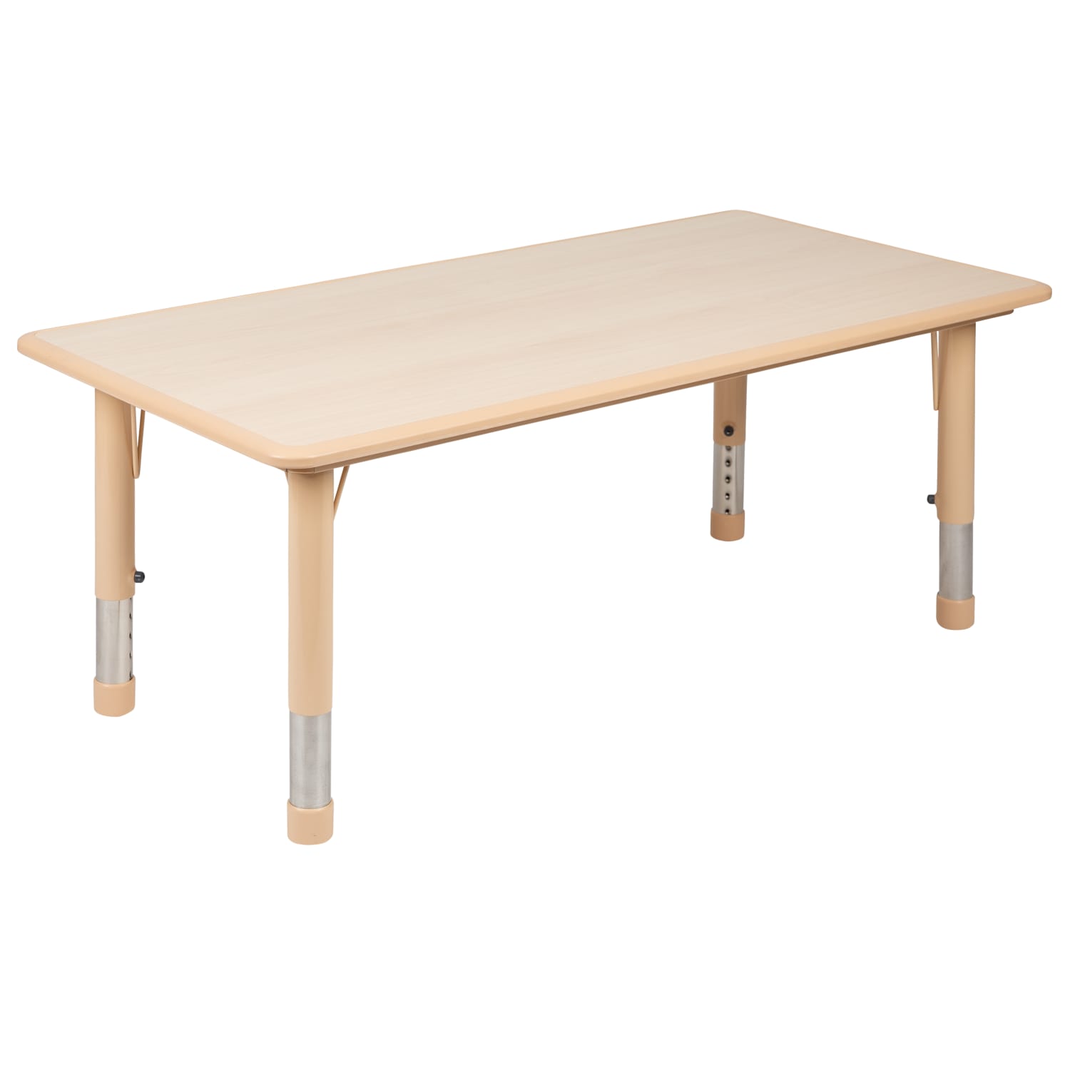 Flash Furniture Rectangular Plastic Height Adjustable Activity Table Set With 4 Chairs 23 12inH x 23 58inW x 47 14inD Natural PopularChairscom