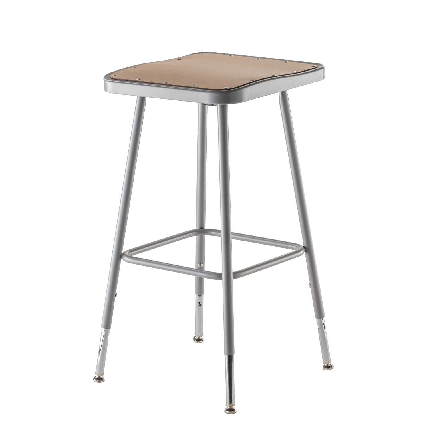 National Public Seating Hardboard Adjustable Height Task Stools, 25inH-33inH, Gray/Brown, Pack Of 2 Stools
