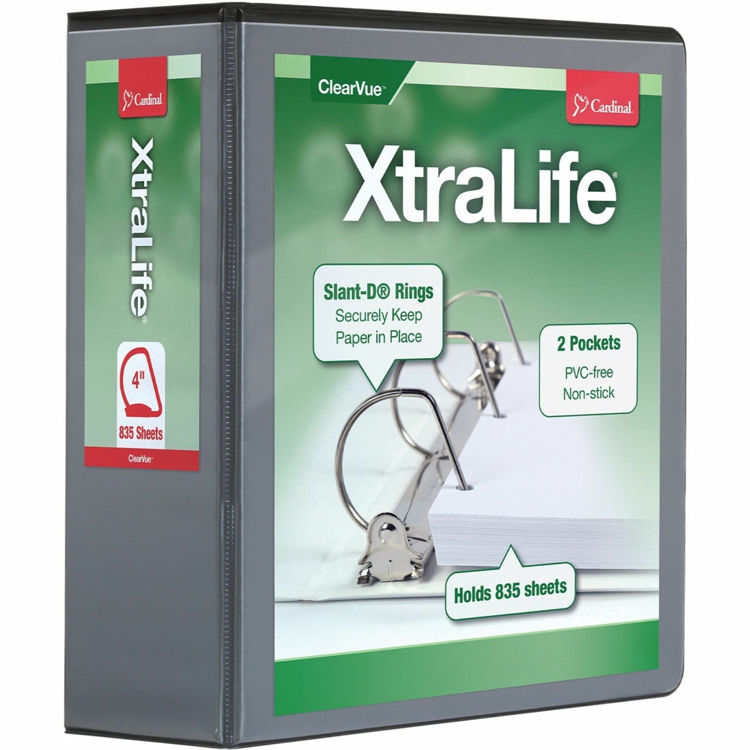 Cardinal XtraLife Locking Slant-D Ring 3-Ring Binder, 4in D-Rings, Black - Image 5