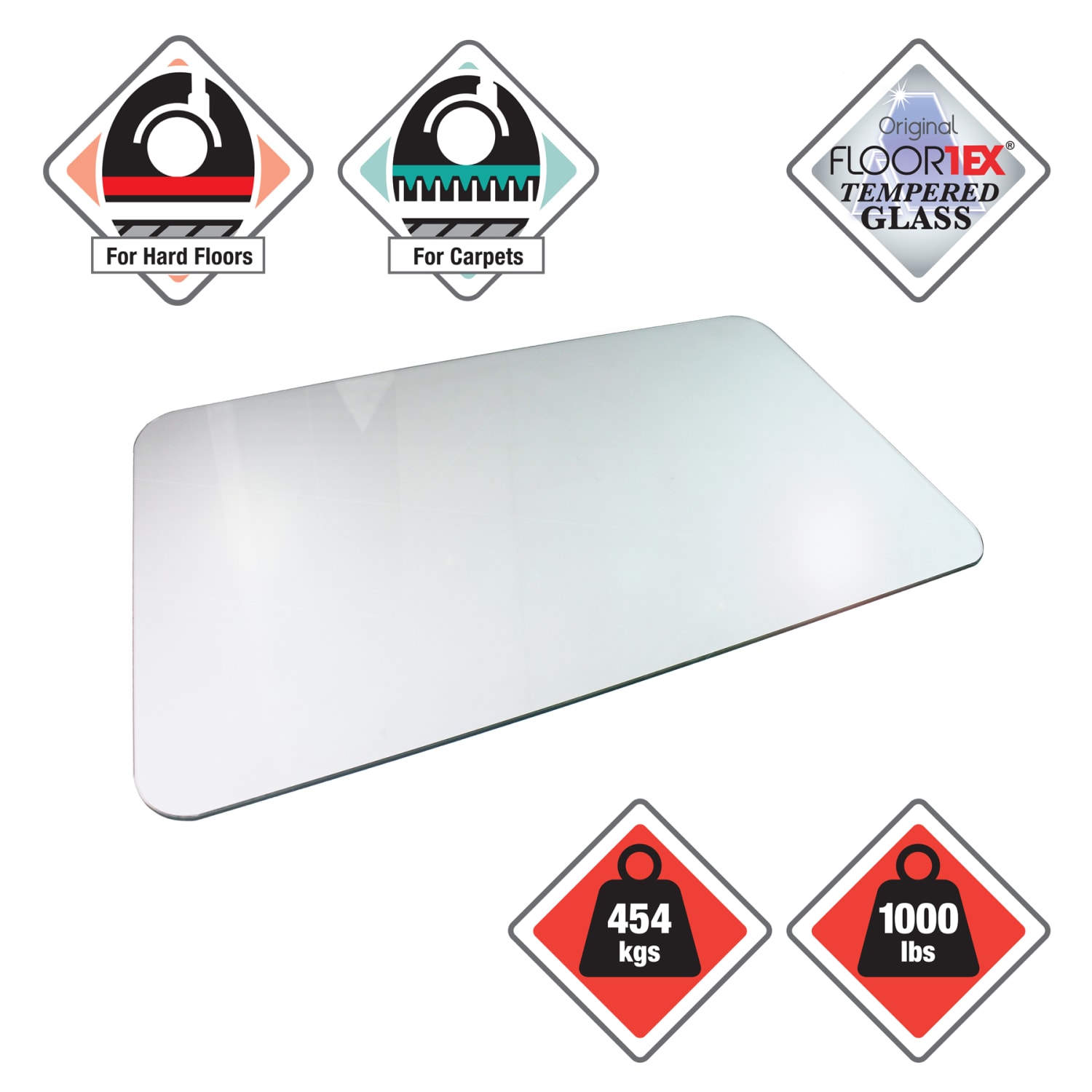 Floortex Glaciermat Glass Heavy Duty Rectangular Chair Mat For Hard Floors & Carpets, 36in x 40in, Crystal Clear - Image 4
