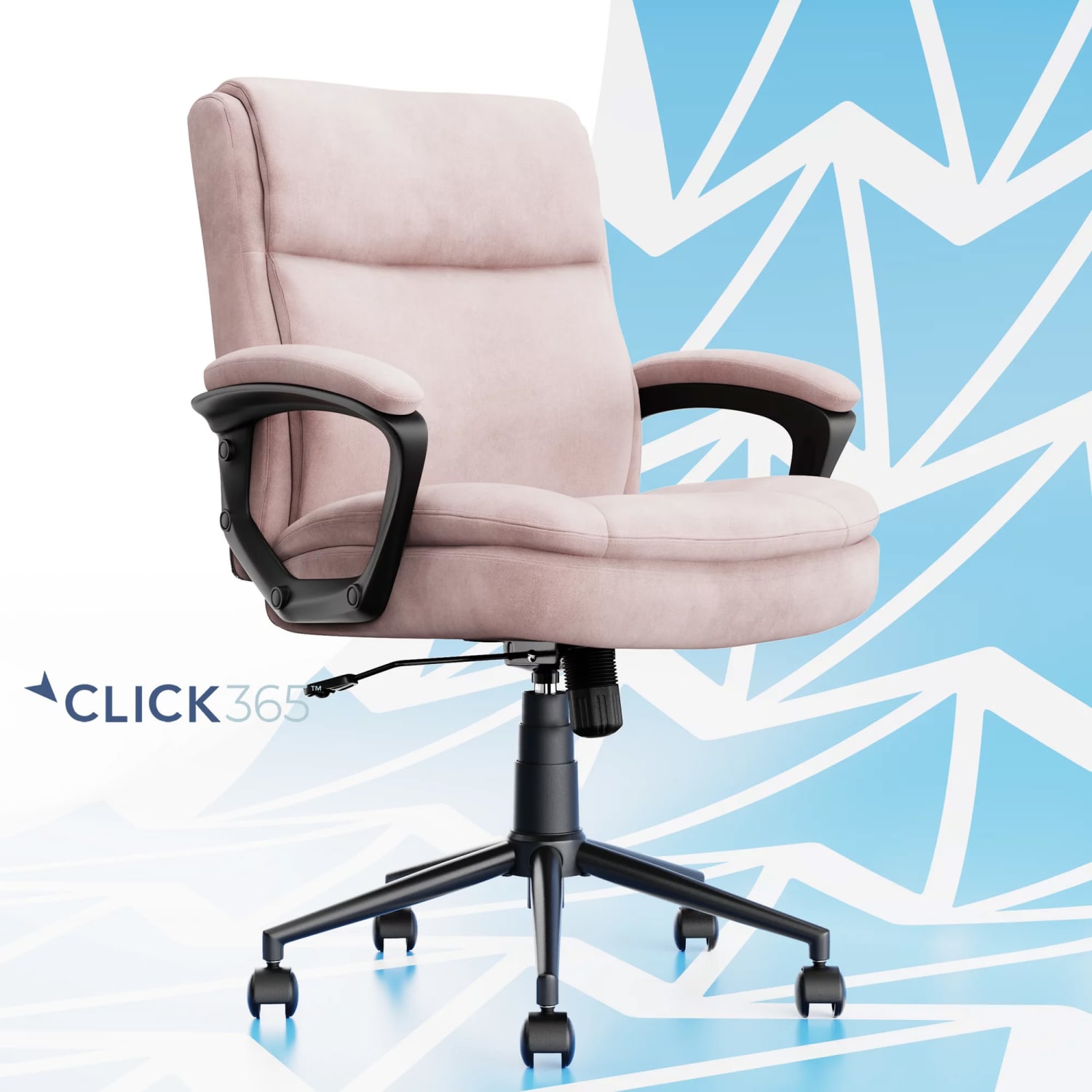 Click365 Transform 2.0 Ergonomic Fabric Mid-Back Desk Chair, Pink/Black - Image 7
