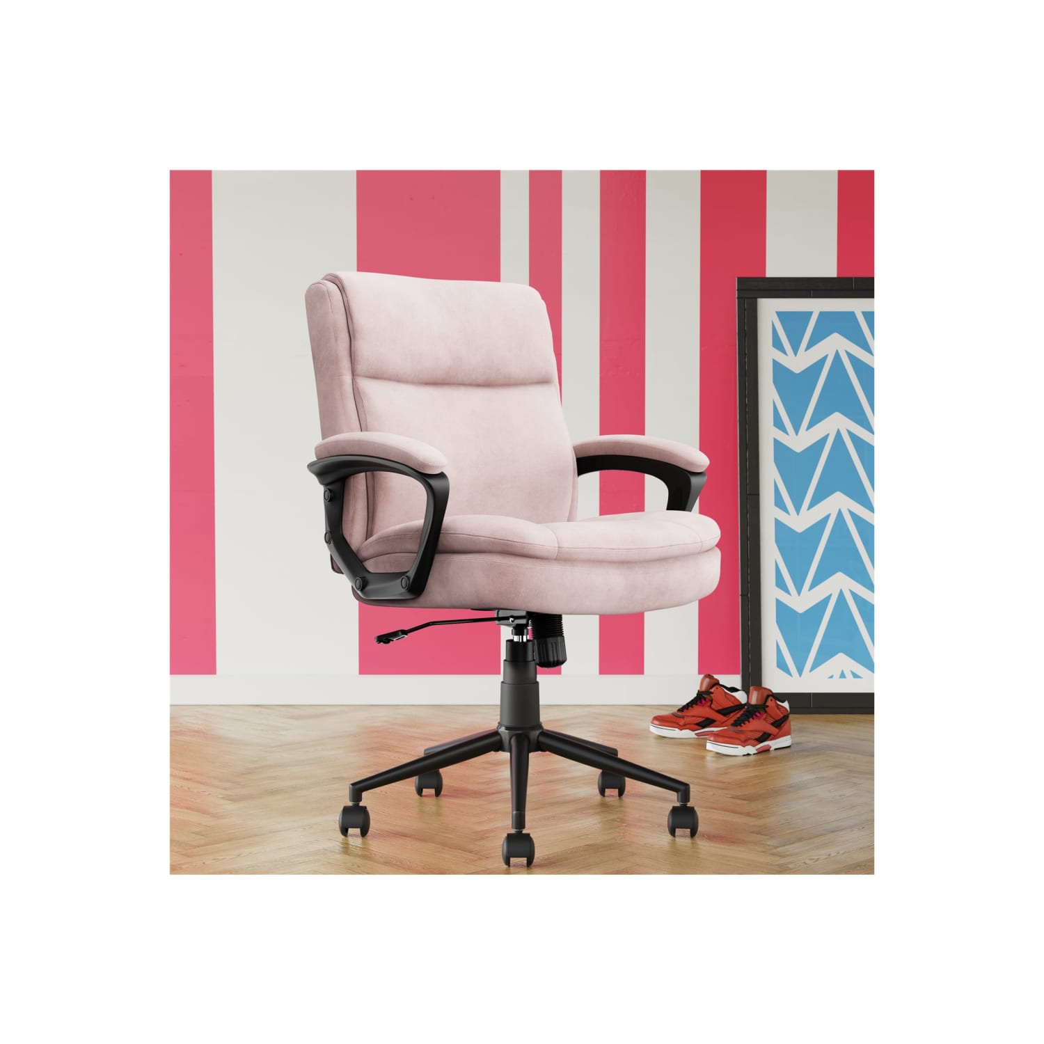 Click365 Transform 2.0 Ergonomic Fabric Mid-Back Desk Chair, Pink/Black - Image 10