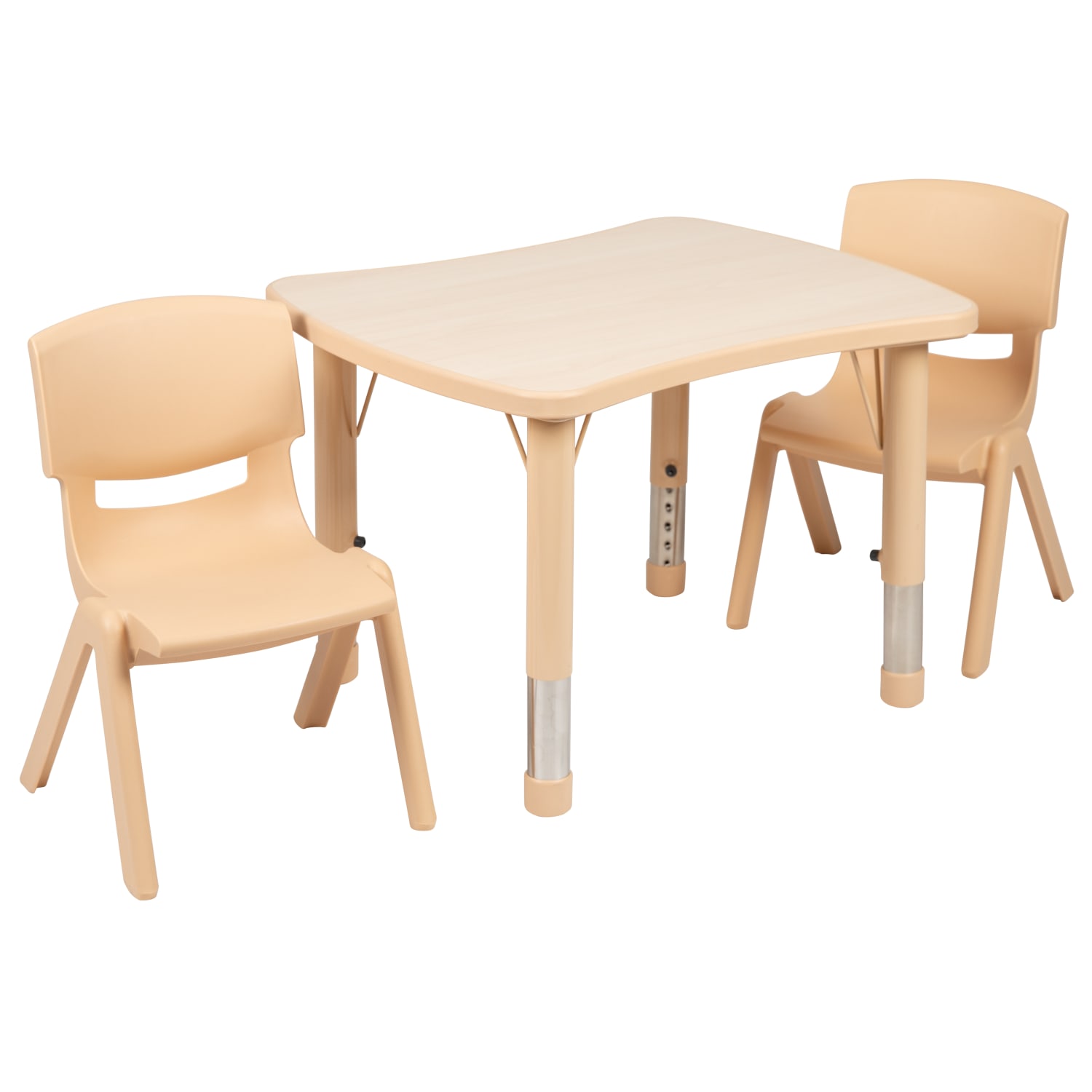 Flash Furniture Rectangular Height-Adjustable Activity Table Set With 2 Chairs, 23-1/2inH x 21-7/8inW x 26-5/8inD, Natural - Image 3