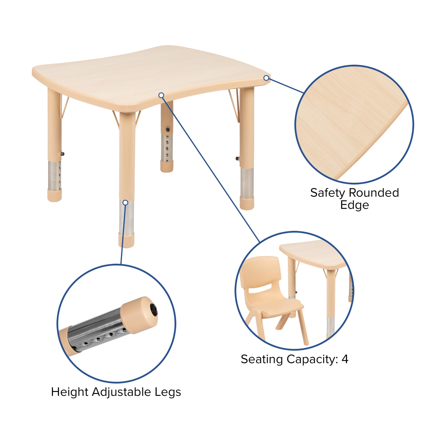 Flash Furniture Rectangular HeightAdjustable Activity Table Set With 2 Chairs 2312inH x 2178inW x 2658inD Natural PopularChairscom Flash Furniture Rectangular Height Adjustable Activity Table Set With 2 Chairs 23 12inH x 21 78inW x 26 58inD Natural PopularChairscom