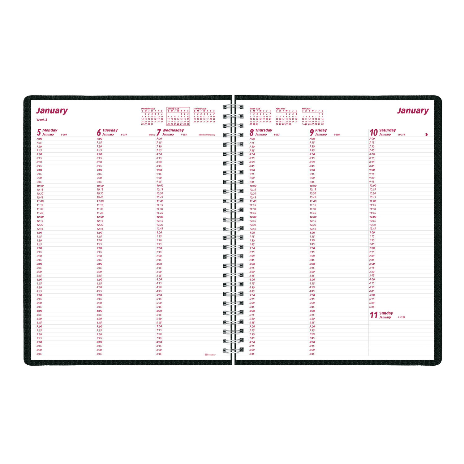 2026 Brownline DuraFlex Weekly Appointment Planner, 11in x 8-1/2in, 50% Recycled, Black, January To December, CB950V.BLK - Image 4