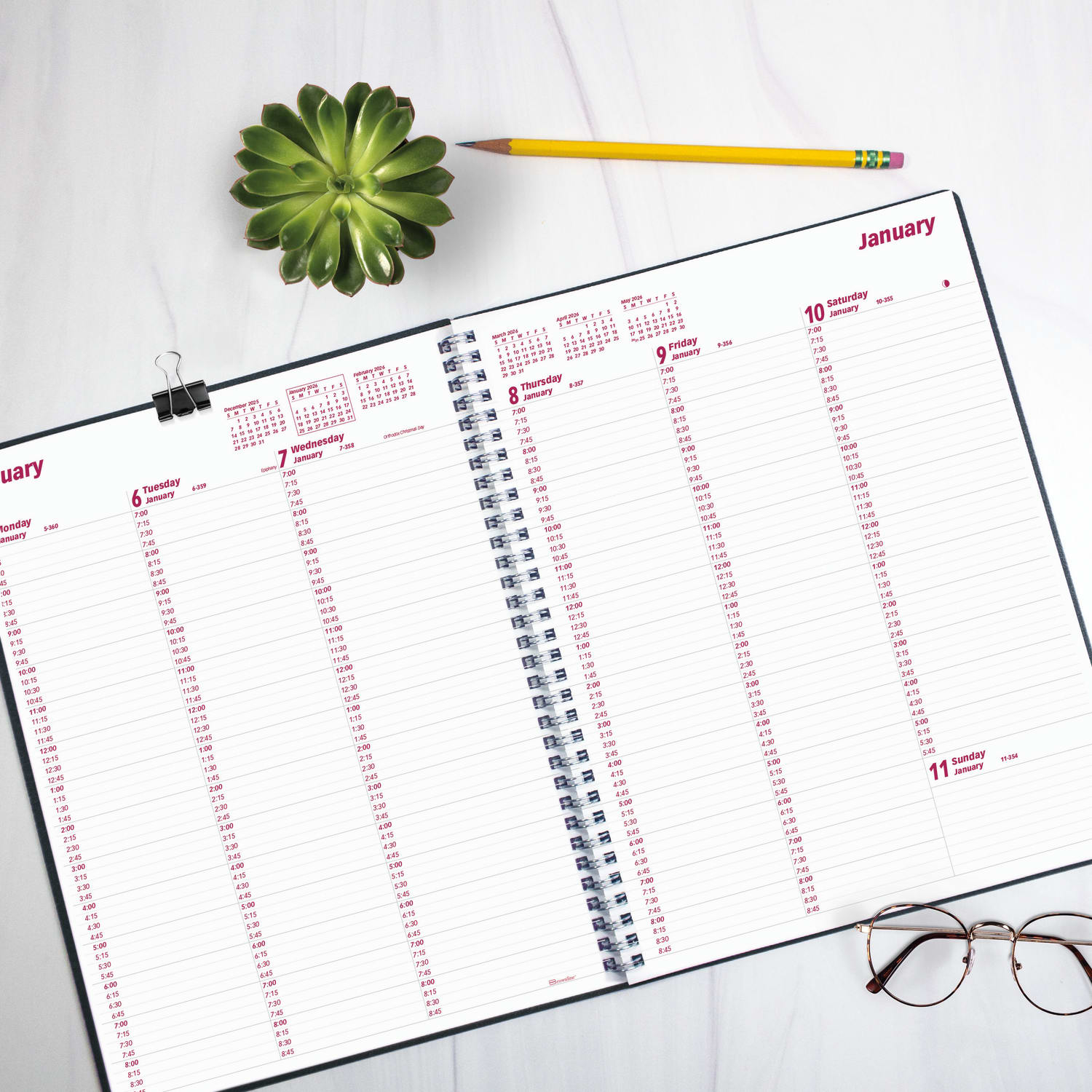2026 Brownline DuraFlex Weekly Appointment Planner, 11in x 8-1/2in, 50% Recycled, Black, January To December, CB950V.BLK - Image 5