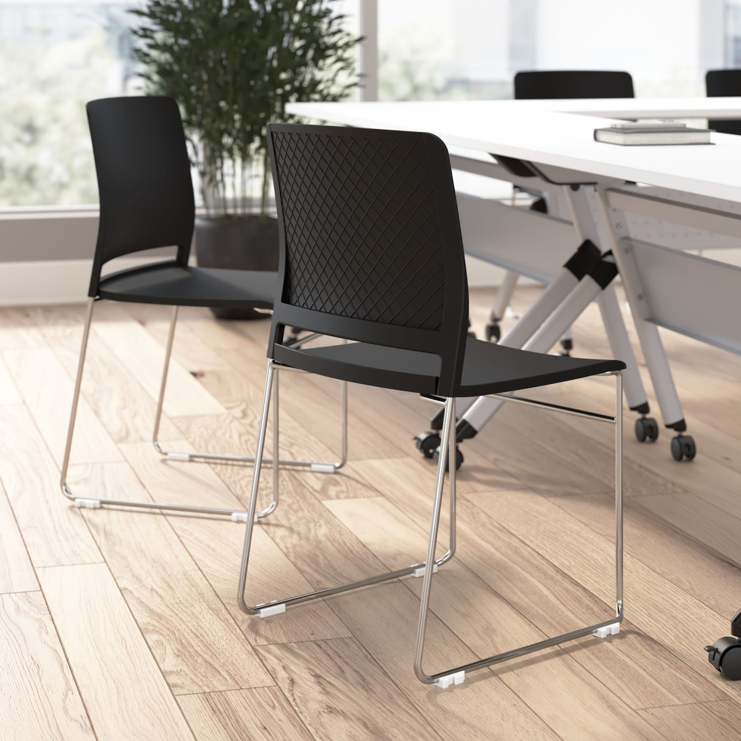 Bush Business Furniture Envision Plasstic Stackable Guest Chairs - Set of 2, Black, Standard Delivery - Image 5