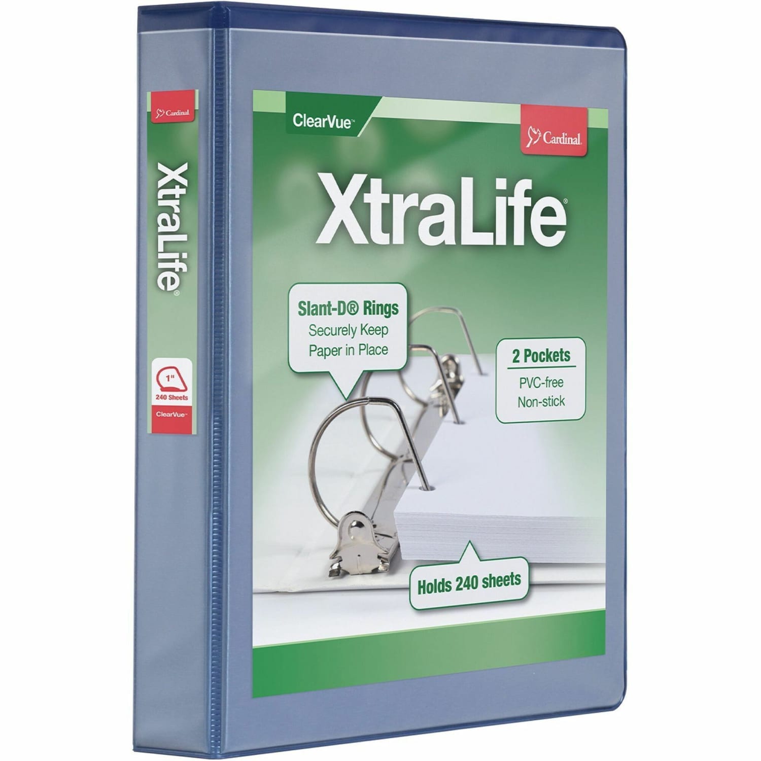 Cardinal XtraLife Locking Slant-D Ring 3-Ring Binder, 1 1/2in D-Rings, Blue - Image 5