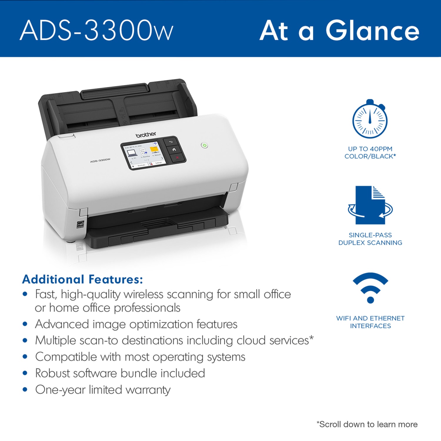 Brother ADS-3300W Wireless High-Speed Desktop Scanner - Image 4