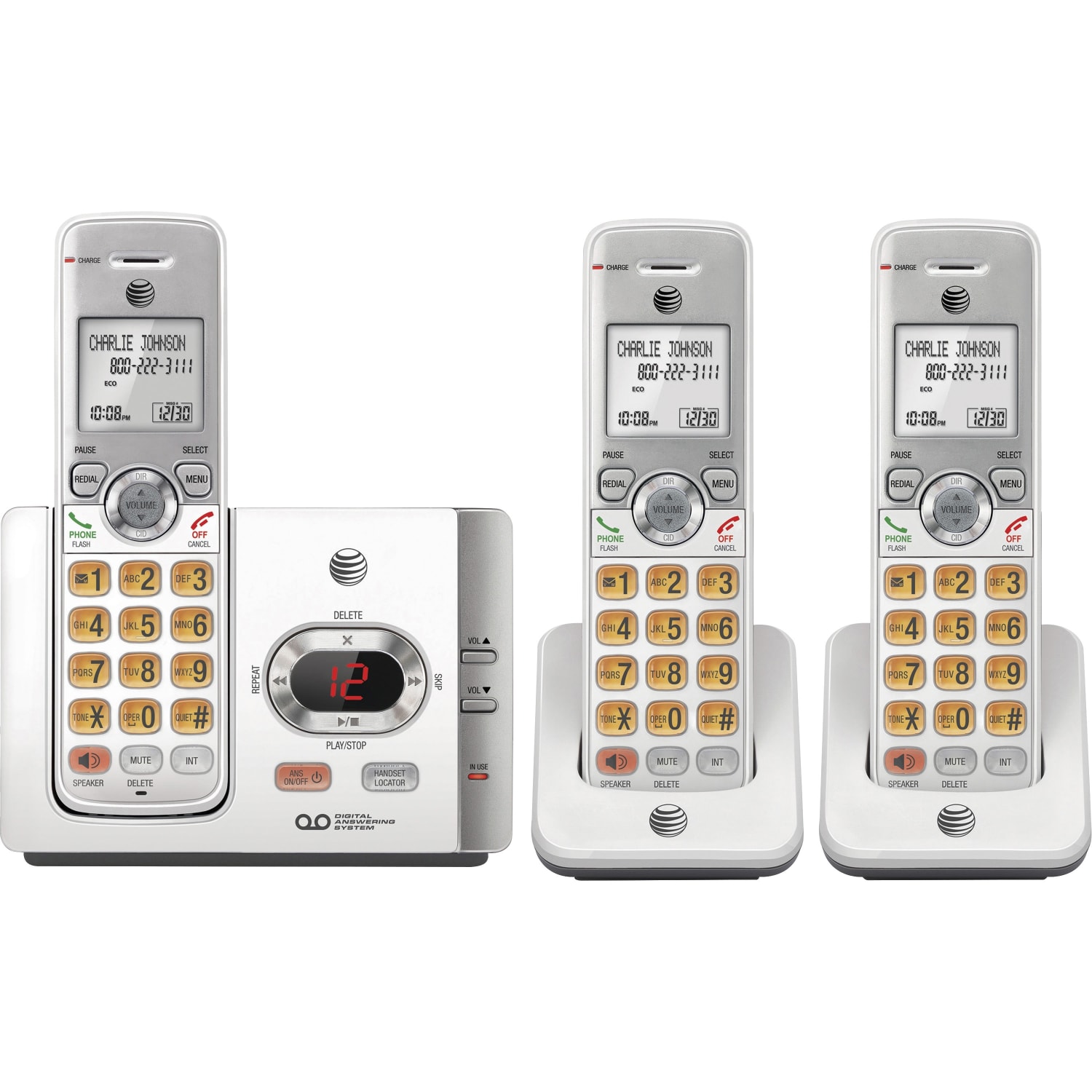 AT&T DECT 6.0 3-Handset Cordless Answering System With Caller ID And Call Waiting, EL52315 - Image 5