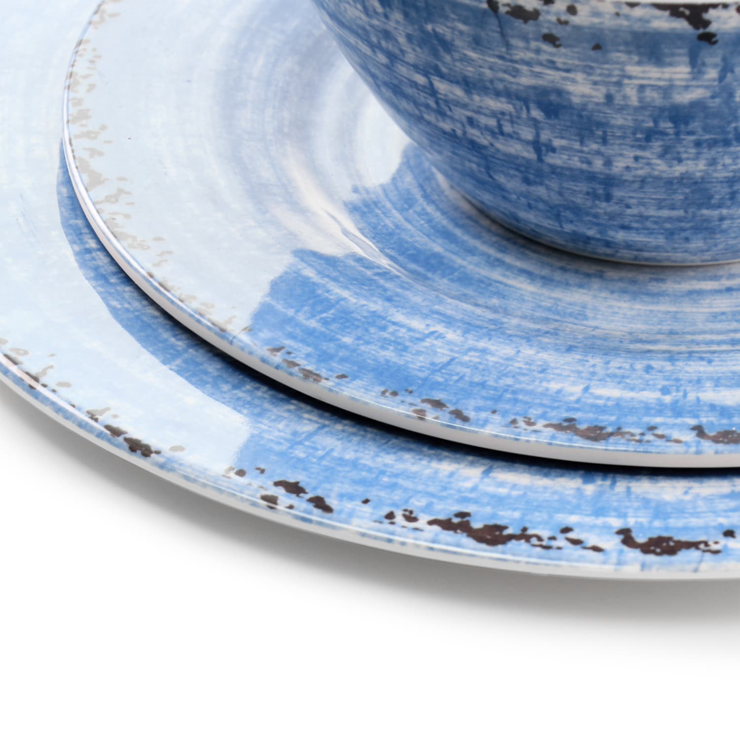 Elama Fran 12-Piece Melamine Dinnerware Set, Blue - Image 3