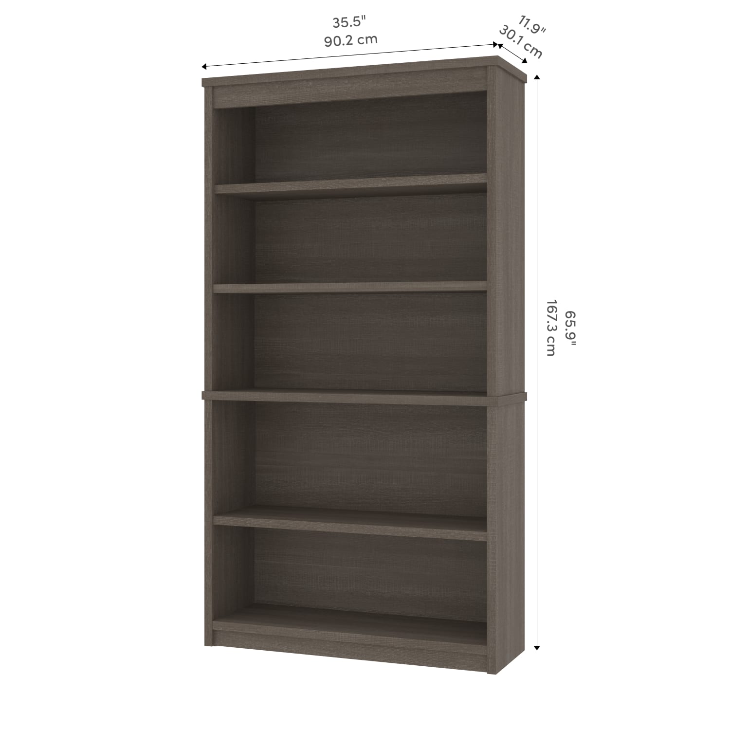 Bestar Logan U-Shaped Desk With Hutch, Lateral File Cabinet And Bookcase, Bark Gray - Image 6