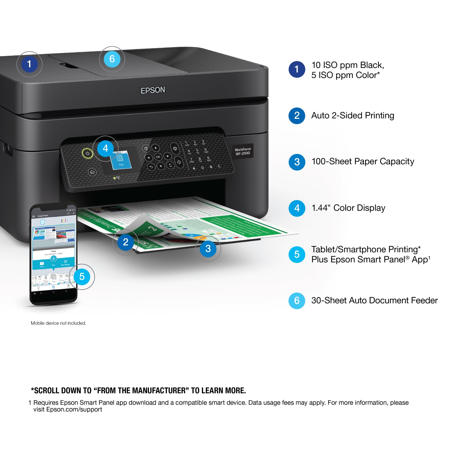 Epson WorkForce WF-2930 All-In-One Color Inkjet Printer - Image 5