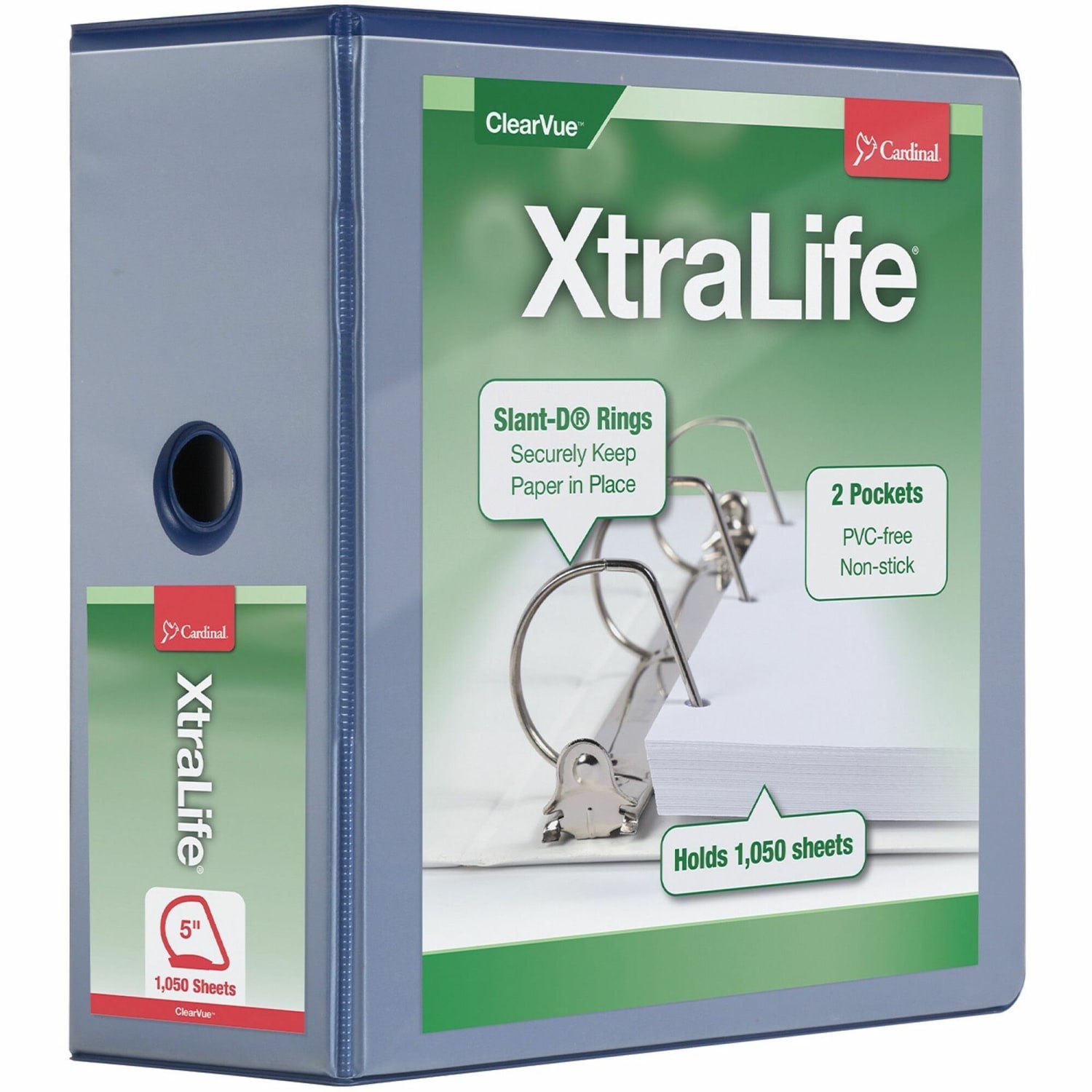 Cardinal XtraLife Locking Slant-D Ring 3-Ring Binder, 5in D-Rings, Blue - Image 5