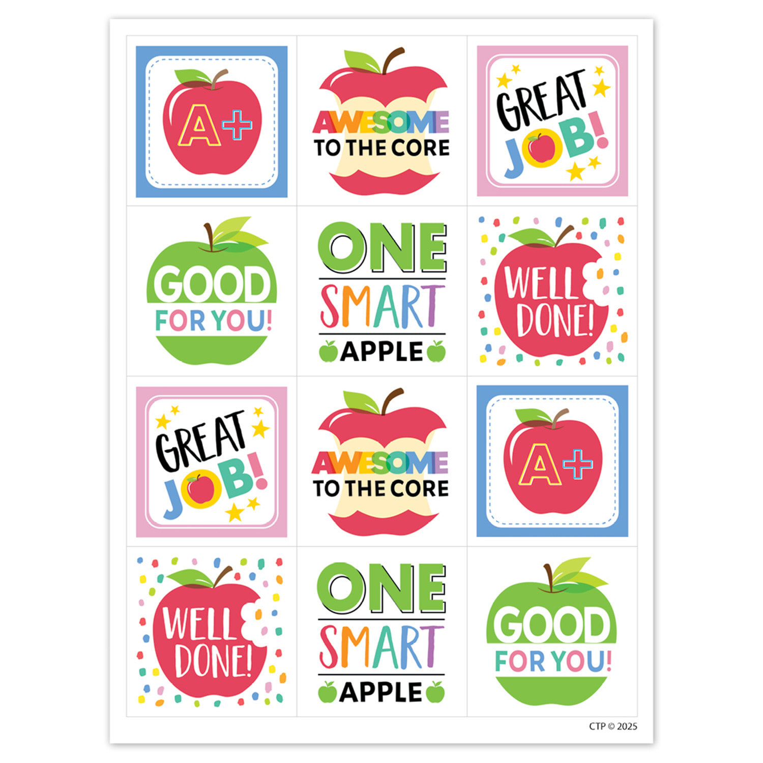Creative Teaching Press Reward Stickers, Apple Time Apple, 60 Per Pack, Set Of 6 Packs - Image 3