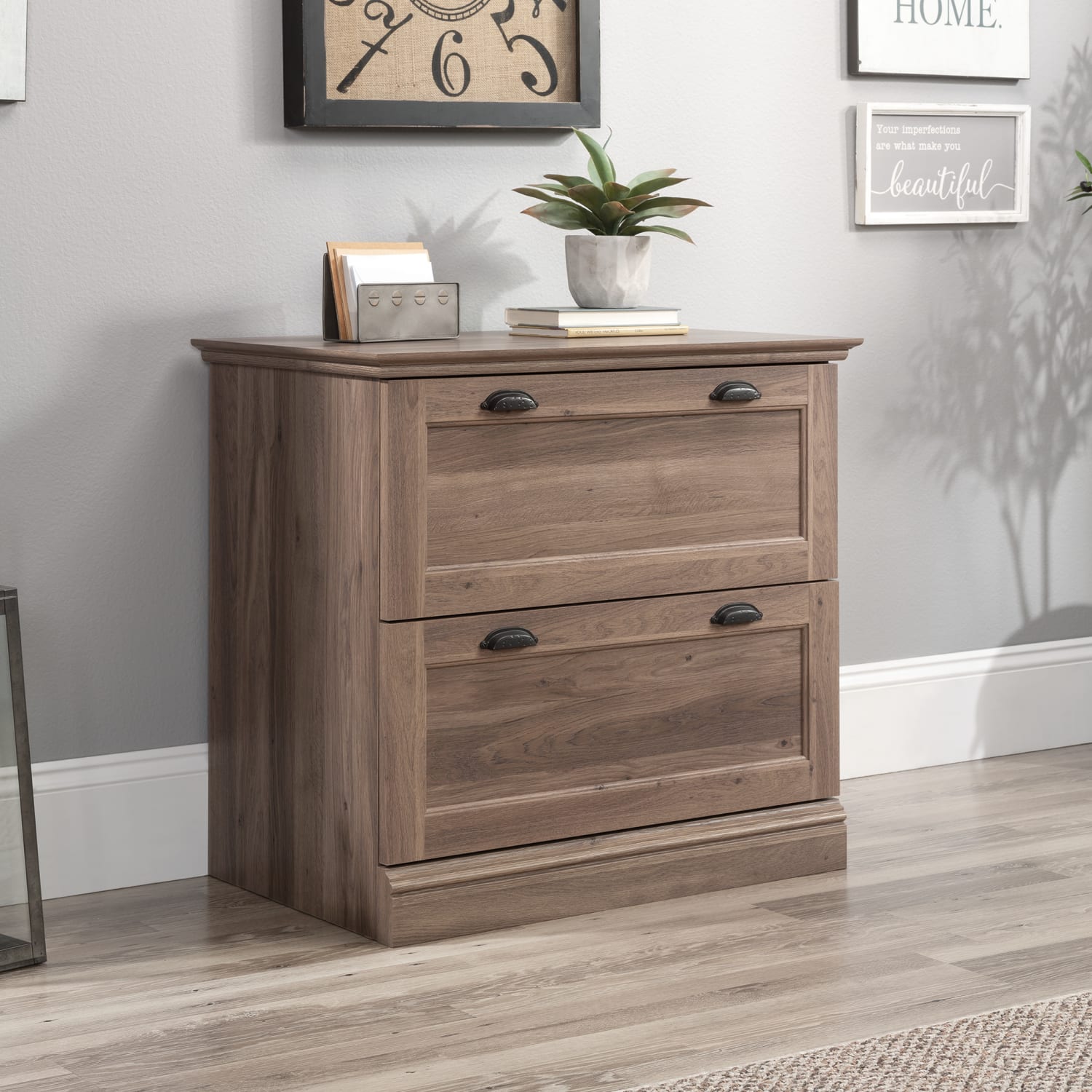 Sauder Barrister Lane 32-3/8inW x 19-1/2inD Lateral 2-Drawer File Cabinet, Salt Oak - Image 4