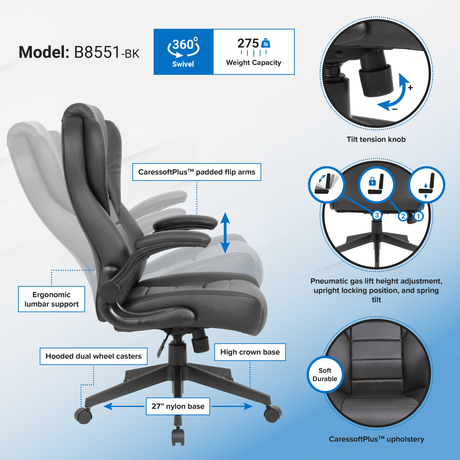 Boss Office Products Ergonomic LeatherPlus Bonded Leather HighBack Executive Chair Black PopularChairscom Boss Office Products Ergonomic LeatherPlus Bonded Leather High Back Executive Chair Black PopularChairscom
