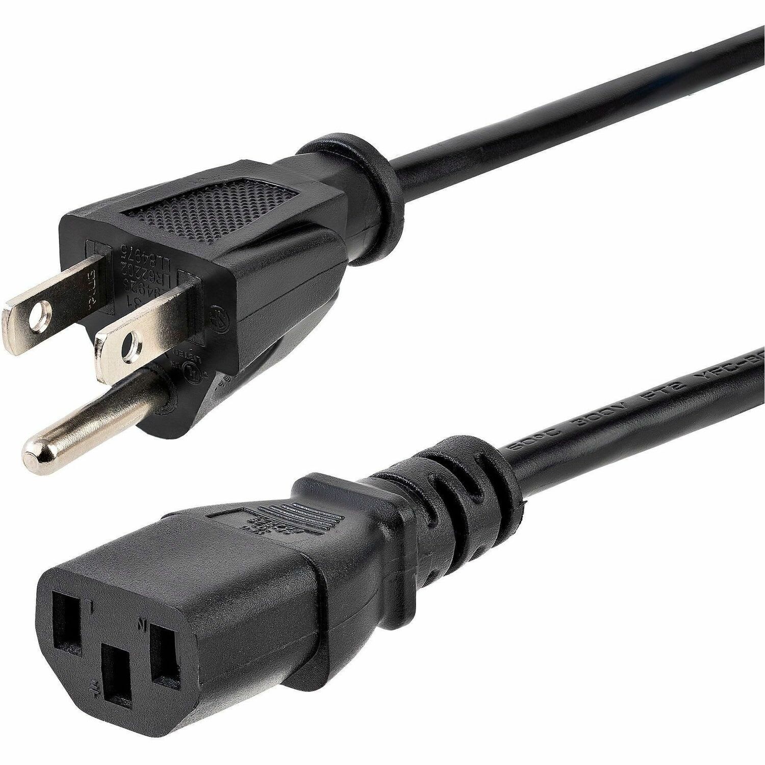 StarTech.com 6ft (2m) Computer Power Cord, NEMA 5-15P to C13, 10A 125V, 18AWG, Black Replacement AC PC Power Cord, TV/Monitor Power Cable - Image 5