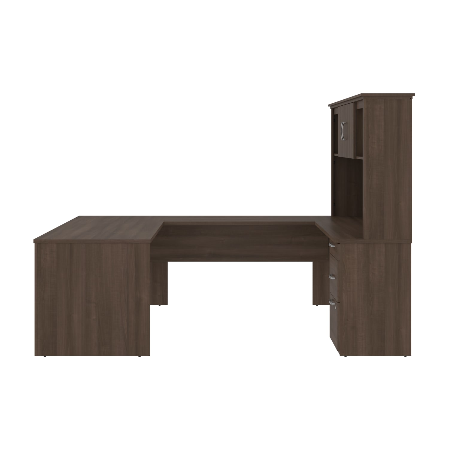 Bestar Logan 66inW U- Or L-Shaped Executive Corner Desk With Pedestal And Hutch, Antigua - Image 5