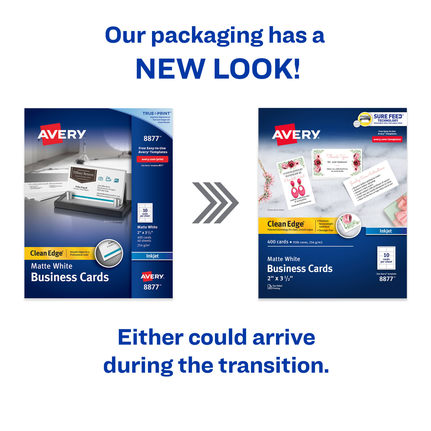 Avery Clean Edge Printable Business Cards With Sure Feed Technology For Inkjet Printers, 2in x 3.5in, White, 400 Blank Cards - Image 3