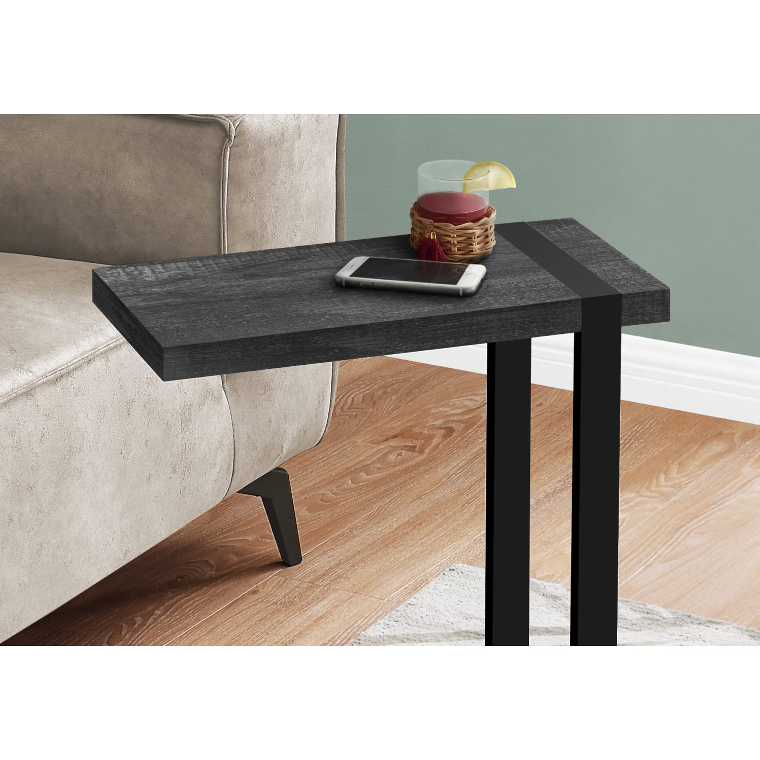 Monarch Specialties Cammie Side Table, 25inH x 19-1/4inW x 9-1/2inD, Black - Image 4