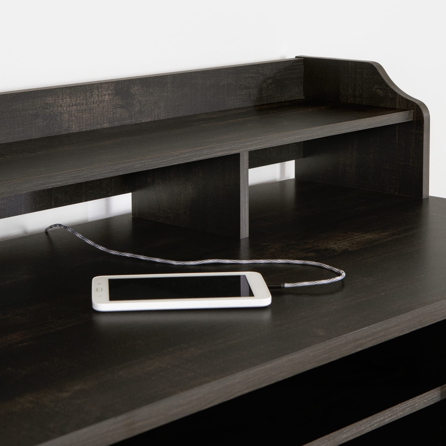 South Shore Versa 45inW Computer Desk With Hutch, Rubbed Black - Image 6