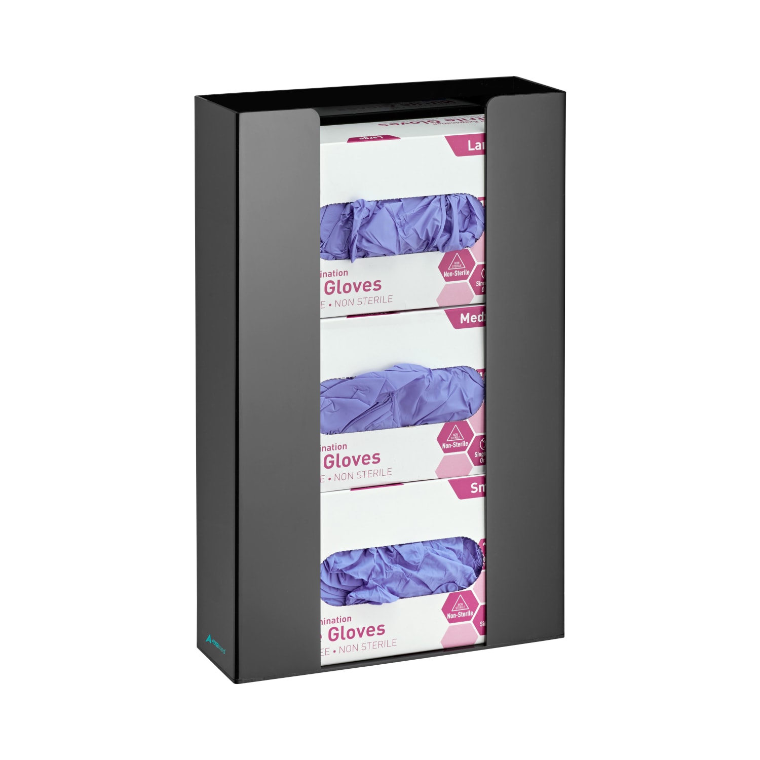 Alpine AdirMed Triple Box Capacity Acrylic Glove Dispensers, 16-1/8inH x 10-1/4inW x 3-1/2inD, Black, Pack Of 2 Dispensers - Image 4
