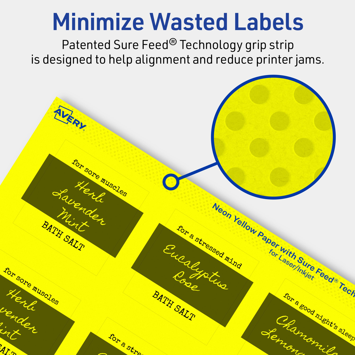 Avery Print-To-The-Edge Labels With Sure Feed Technology And Easy Peel Label Feature, 94107-NYP20, Square, 2in x 2in, Matte Neon Yellow, Pack of 240 - Image 5