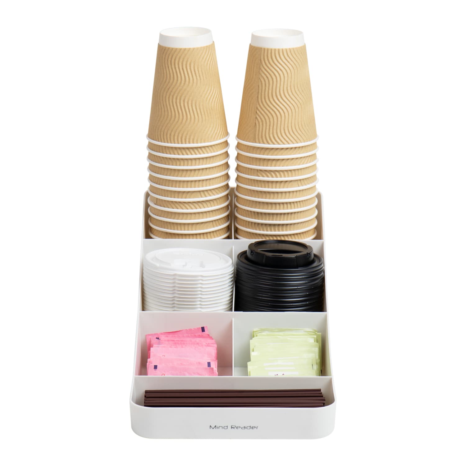 Mind Reader 7-Compartment Coffee Condiment Organizer, 5-1/4inH x 15-1/2inW x 7-1/4inD, White - Image 5