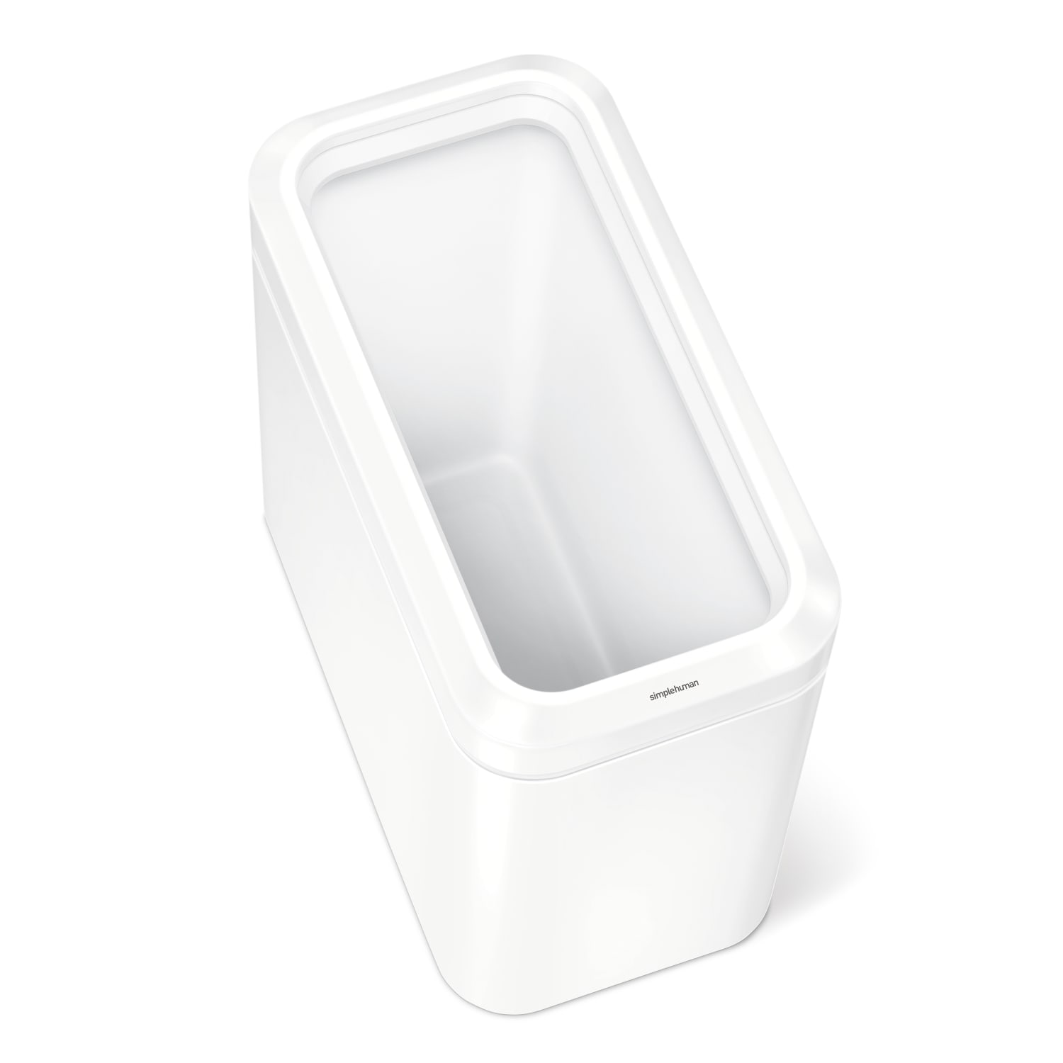 simplehuman Slim Open Can, 15-1/4inH x 8-3/4inW x 16-3/4inD, White Steel - Image 4