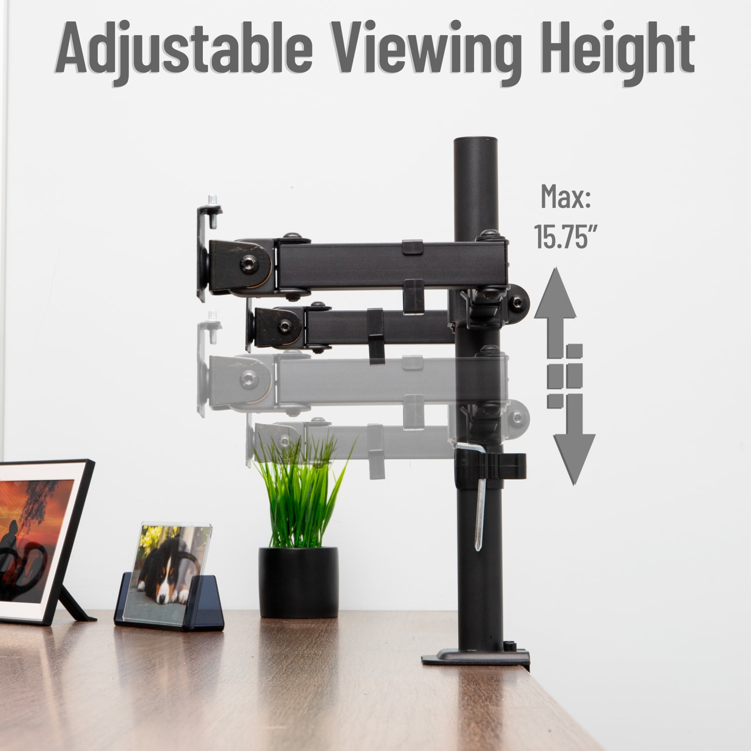Mind Reader Dual-Monitor Desk Mount, For 13 - 32in Screens, Black, Total Quantity 1 - Image 6