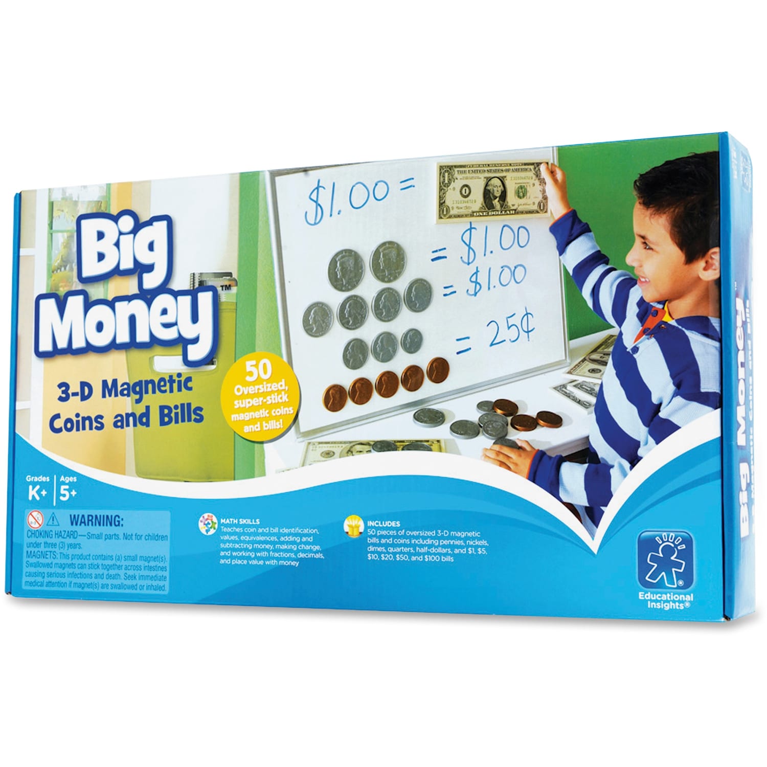 Educational Insights Big Money Magnetic Coins And Bills, 16inH x 9inW x 2 1/2inD, Kindergarten - Grade 5, Pack Of 50 - Image 4