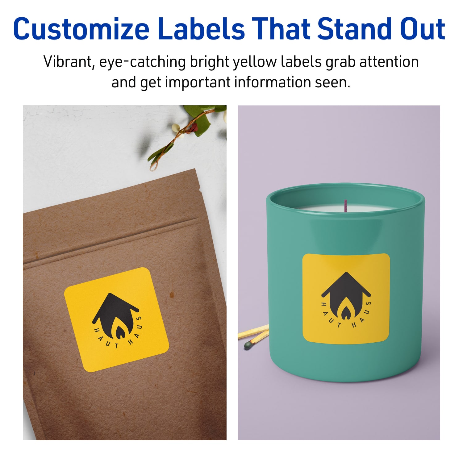 Avery Print-To-The-Edge Labels With Sure Feed Technology And Easy Peel, 94105-BYP80, Square, 2-1/8in x 2-1/8in, Matte Bright Yellow, Pack of 960 - Image 4