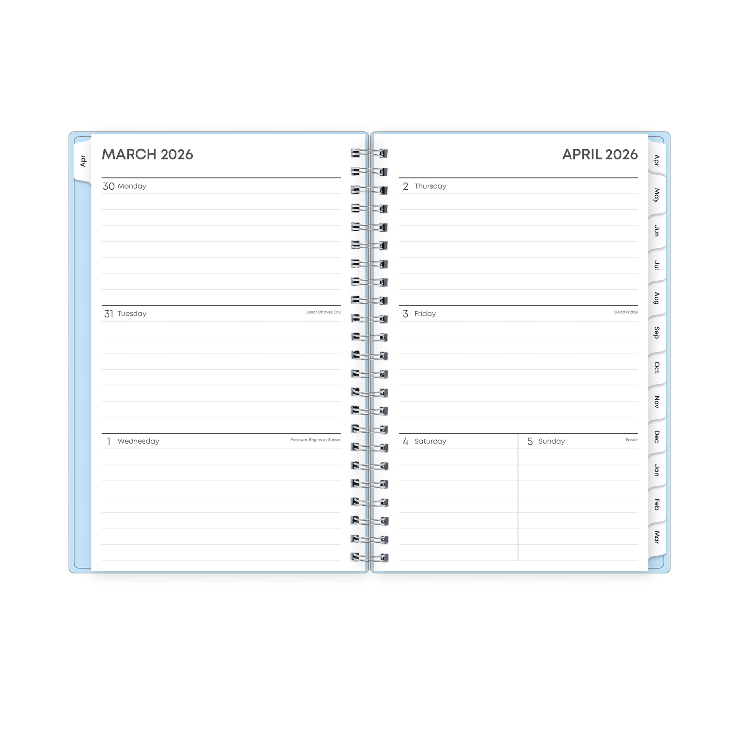 Planning Calendar BS Blues PP Double Pockets 5x8 AY26-27 - Image 3