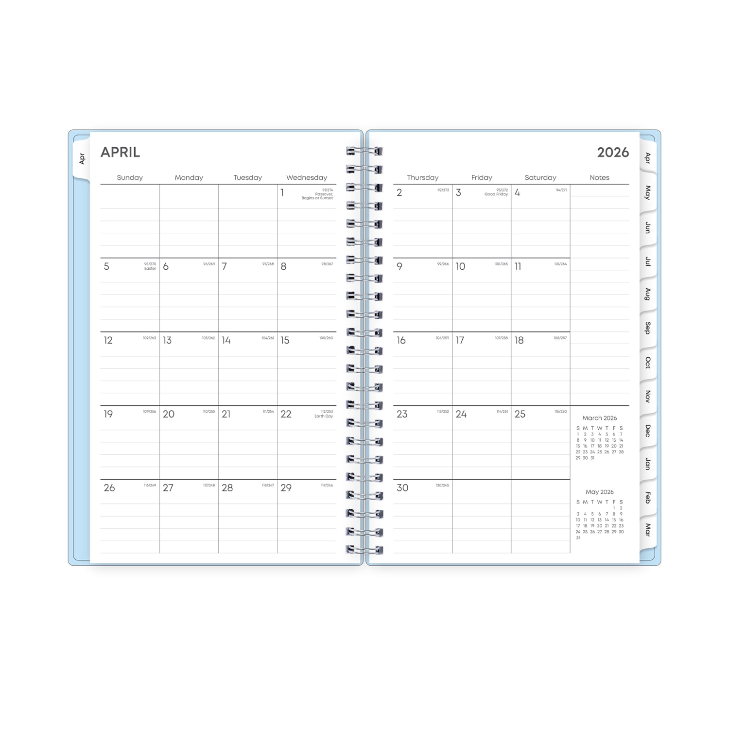 Planning Calendar BS Blues PP Double Pockets 5x8 AY26-27 - Image 4