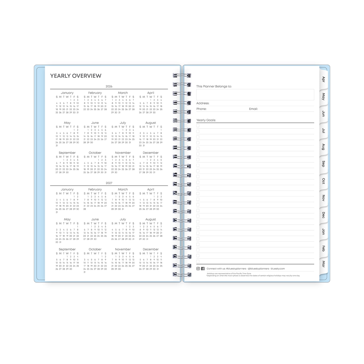 Planning Calendar BS Blues PP Double Pockets 5x8 AY26-27 - Image 5