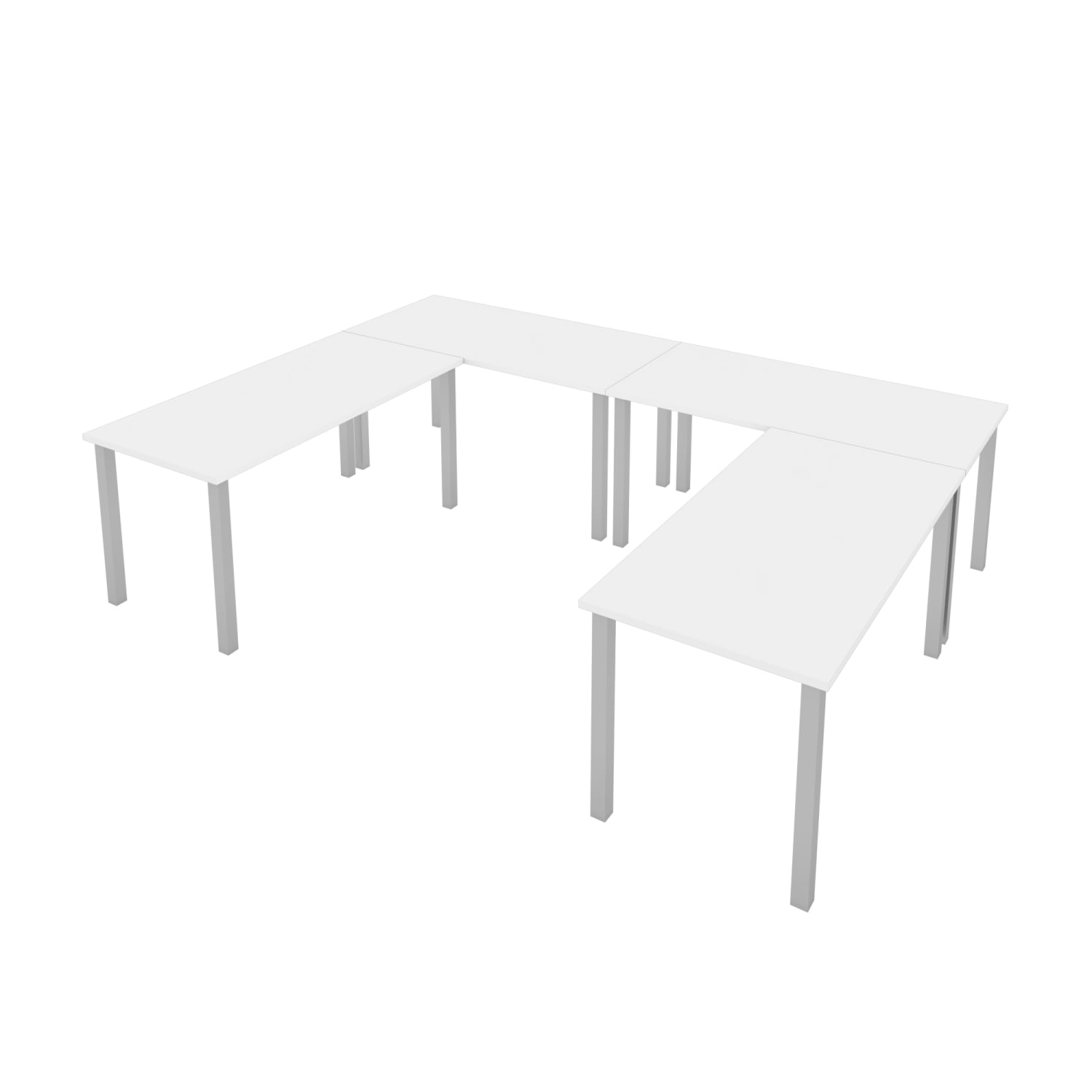 Bestar Universal 60inW Table Computer Desks With Square Metal Legs, White, Set Of 4 Computer Desks - Image 5