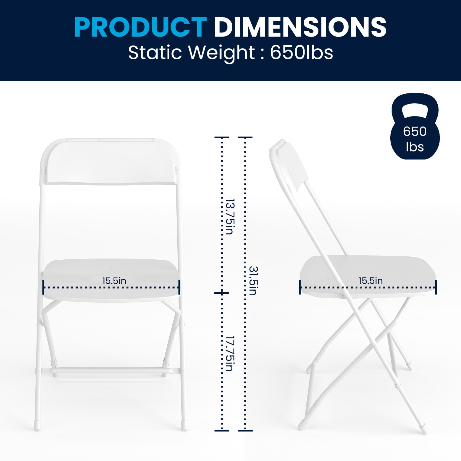 Flash Furniture Hercules Plastic Folding Chairs With 650 lb Capacity White Set Of 2 Chairs PopularChairscom