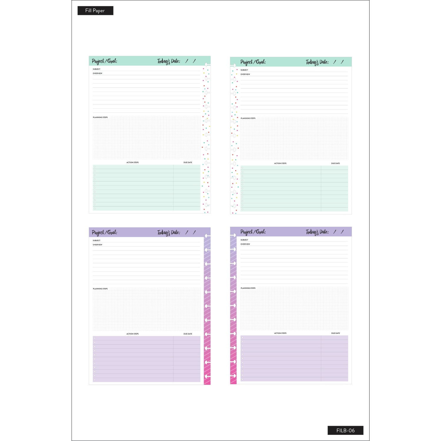 Happy Planner Big Filler Paper, 8-1/2in x 11in, 40 Sheets, So Many Projects - Image 3