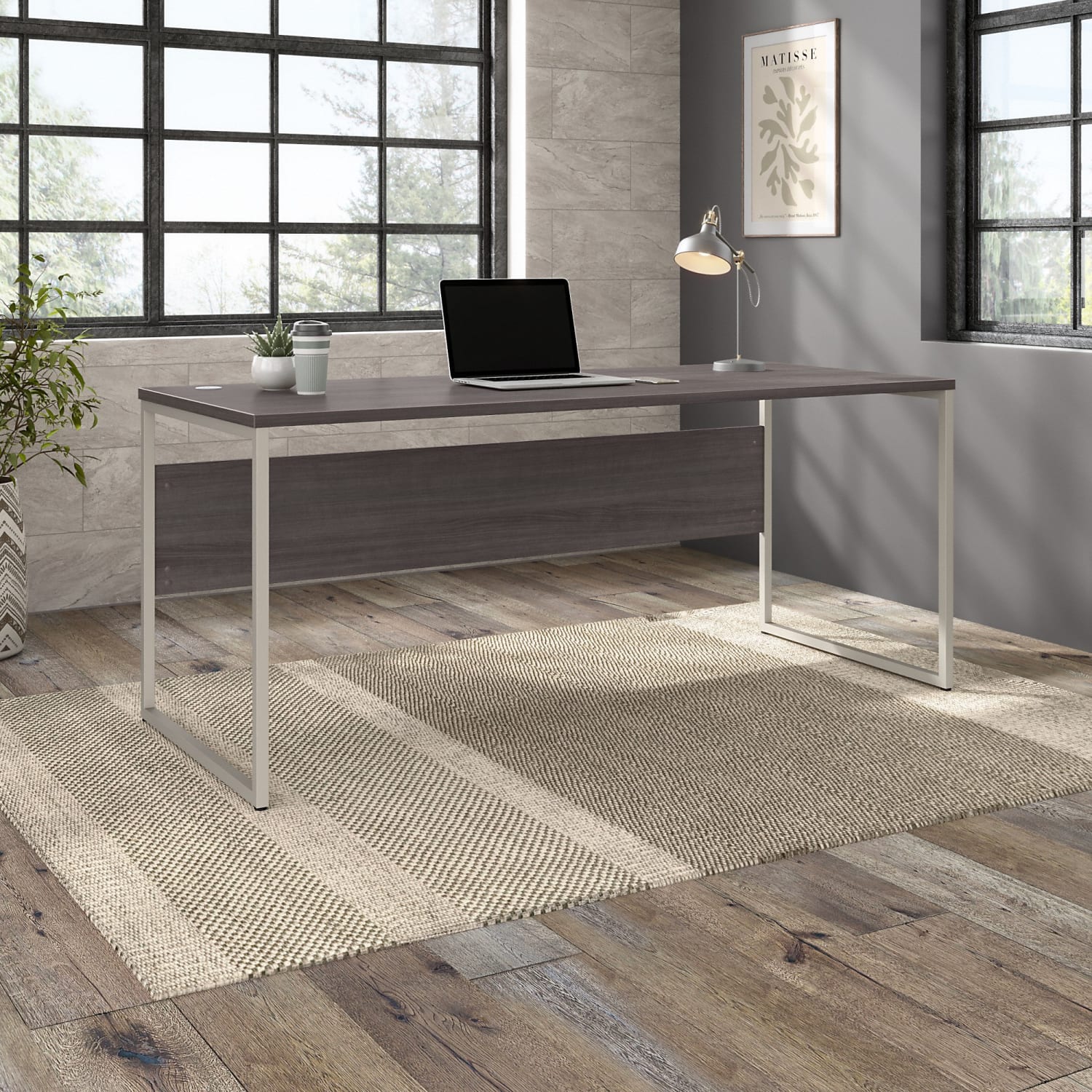 Bush Business Furniture Hybrid 72inW x 30inD Computer Table Desk With Metal Legs, Storm Gray, Standard Delivery - Image 3