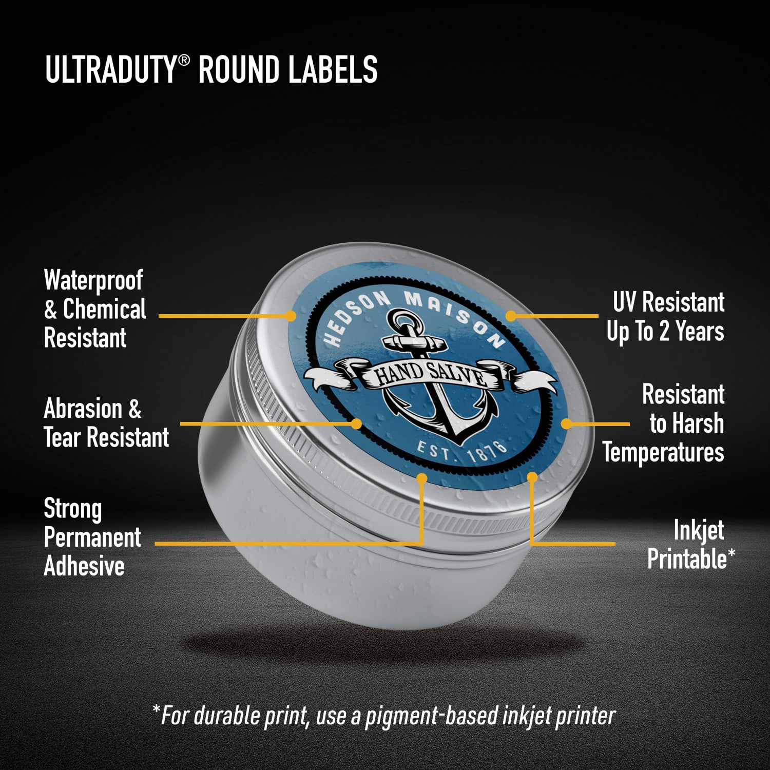 Avery Ultra Duty Permanent GHS Chemical Labels, 97217-WMUI100, Round, 2in Diameter, White, Pack Of 1,200 - Image 3