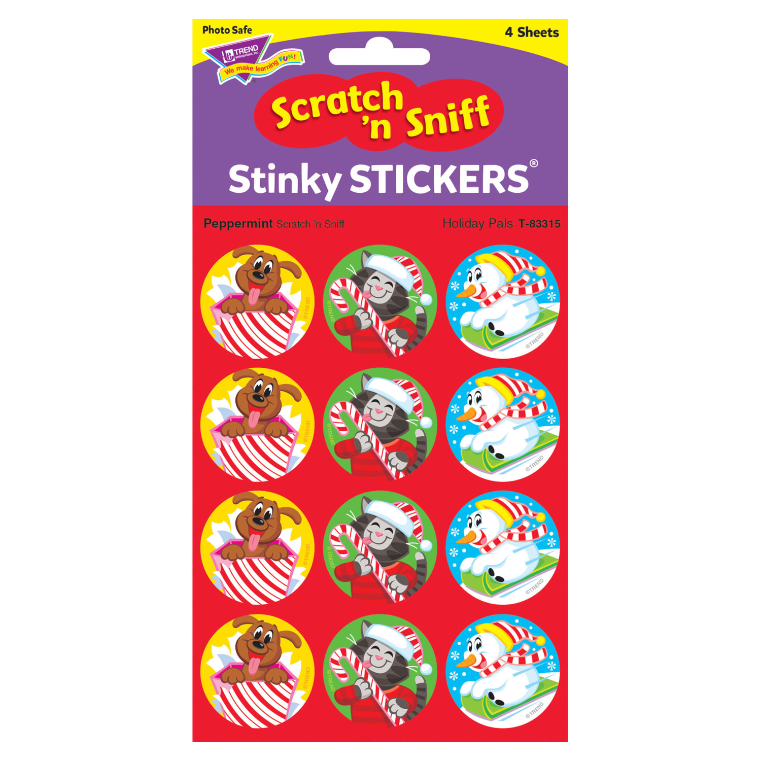 TREND Stinky Stickers, Holiday Pals/Peppermint, 48 Per Pack, Set Of 6 Packs - Image 6