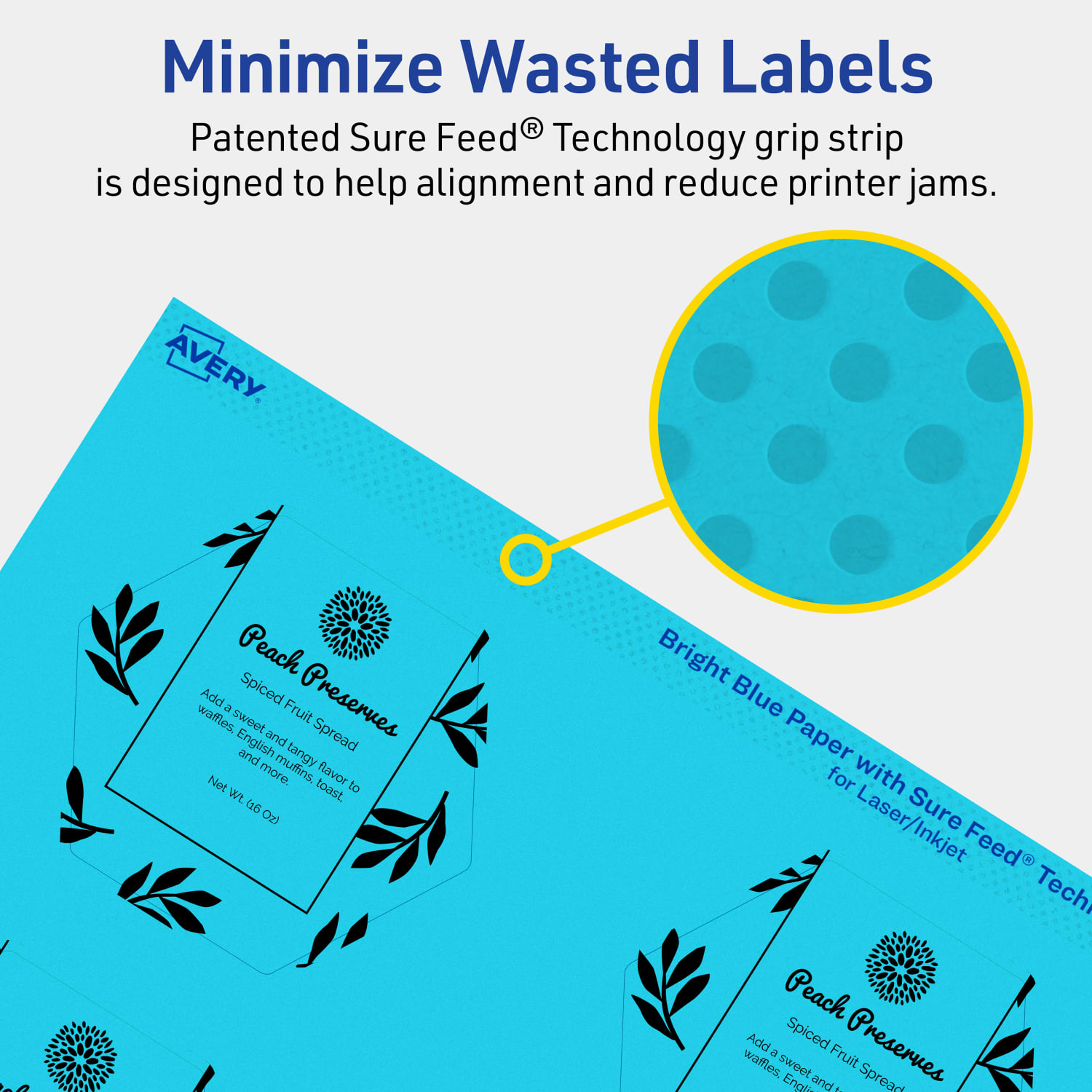 Avery Print-To-The-Edge Labels With Sure Feed Technology, 94121-BBP20, Hexagon, 2-1/2in x 2-57/64in, Matte Bright Blue, Pack of 120 - Image 5