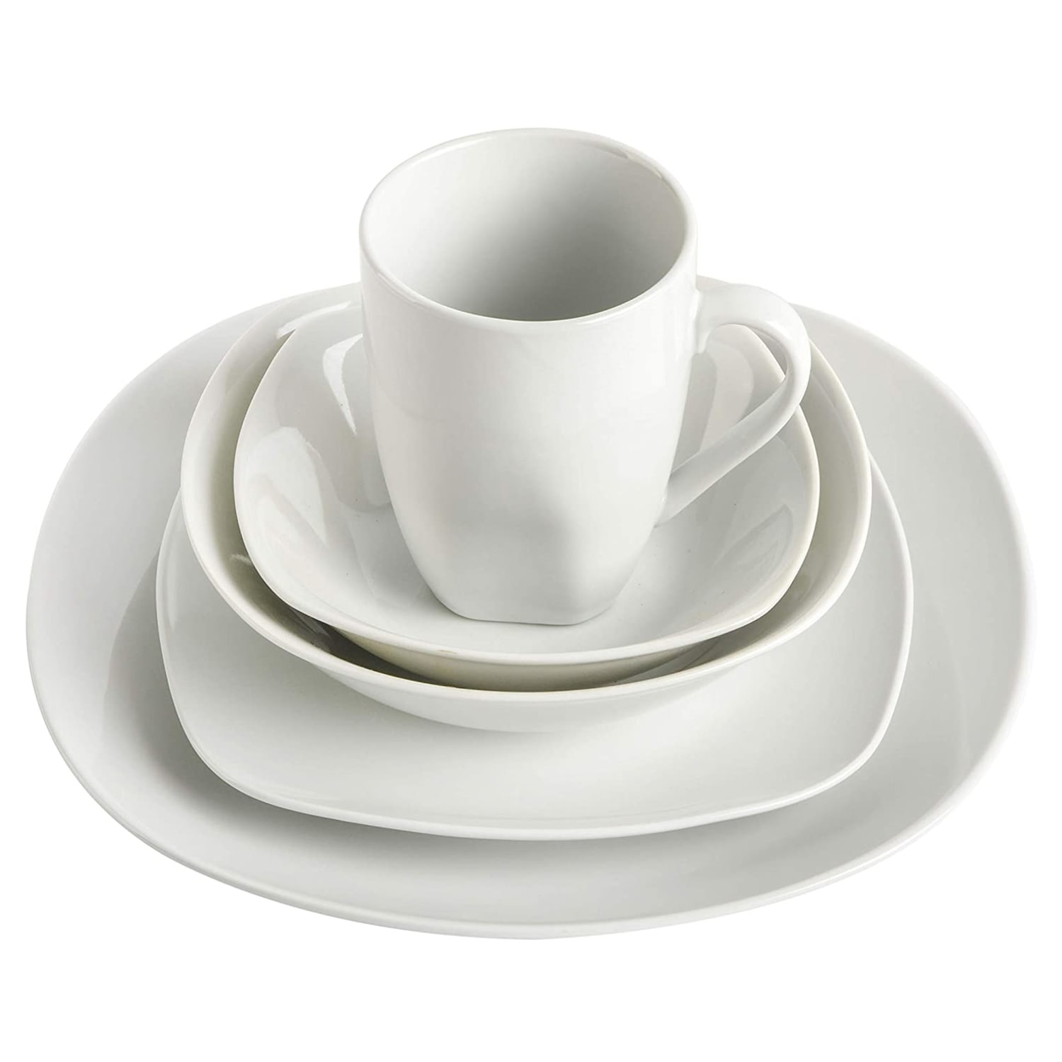 Gibson Home Classic Pearl 39-Piece Fine Ceramic Square Dinnerware Set, White - Image 3